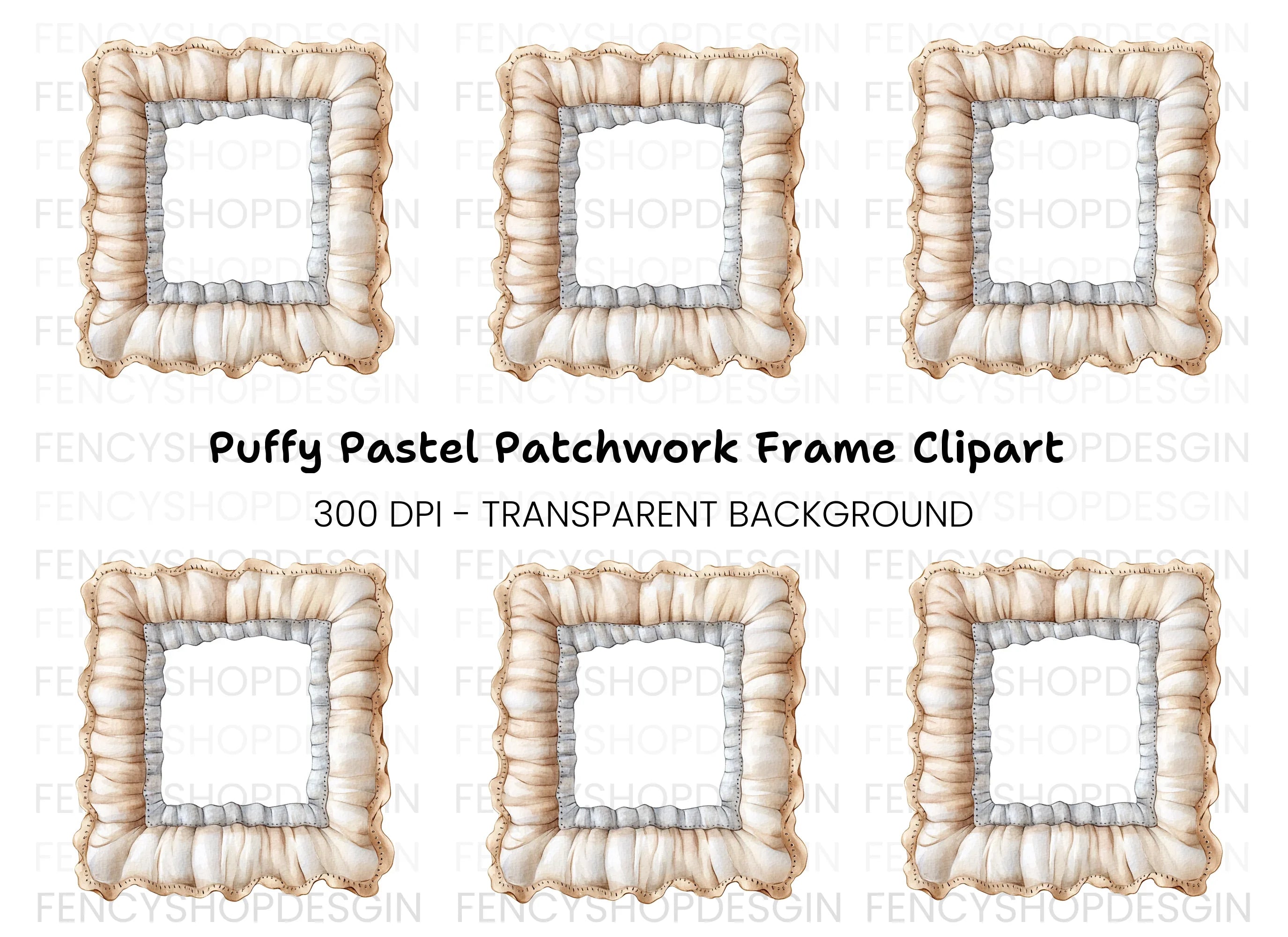 Soft Ruffled Fabric Frame Clipart Bundle