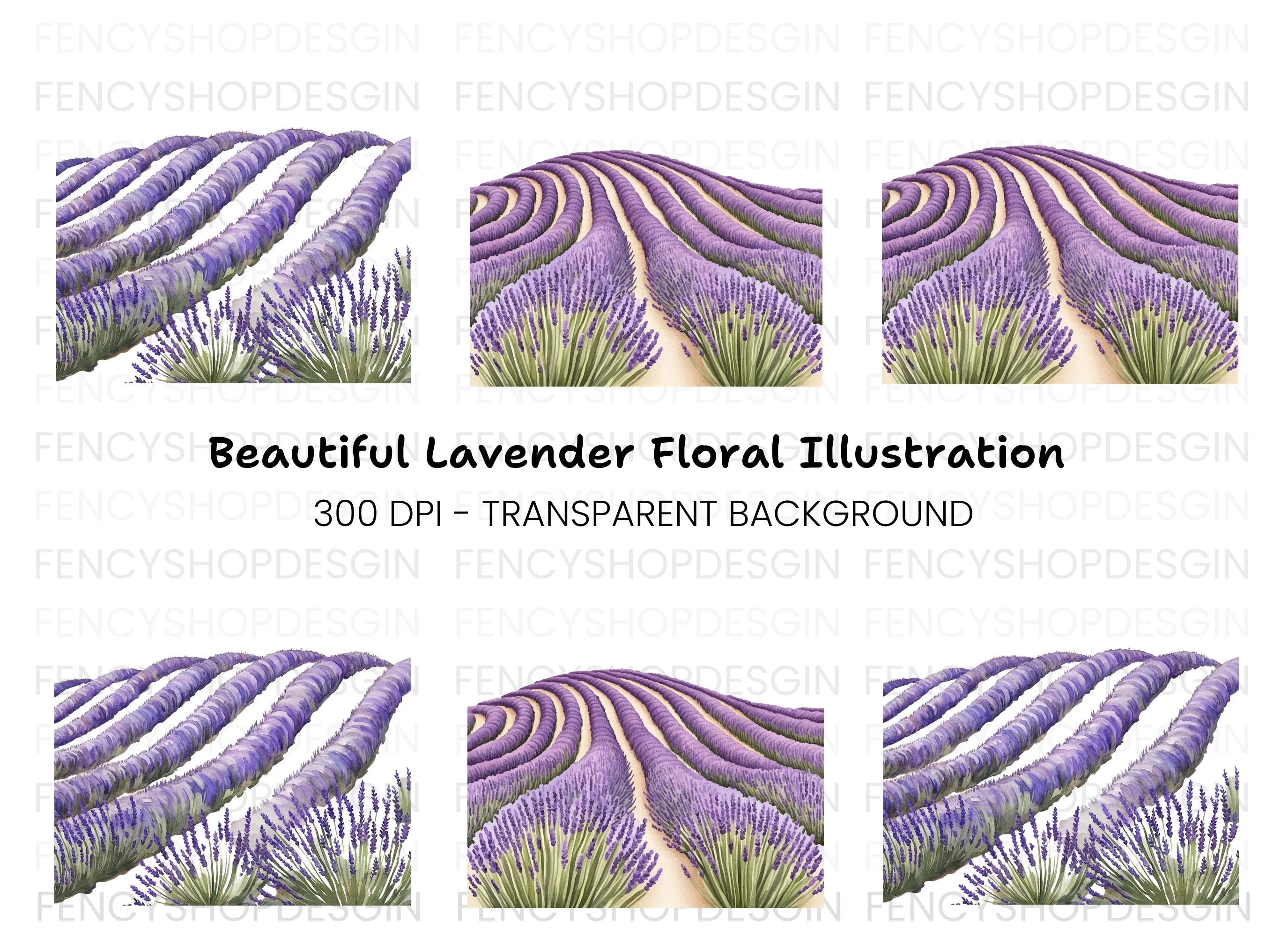 Stunning Lavender Field Clipart Bundle