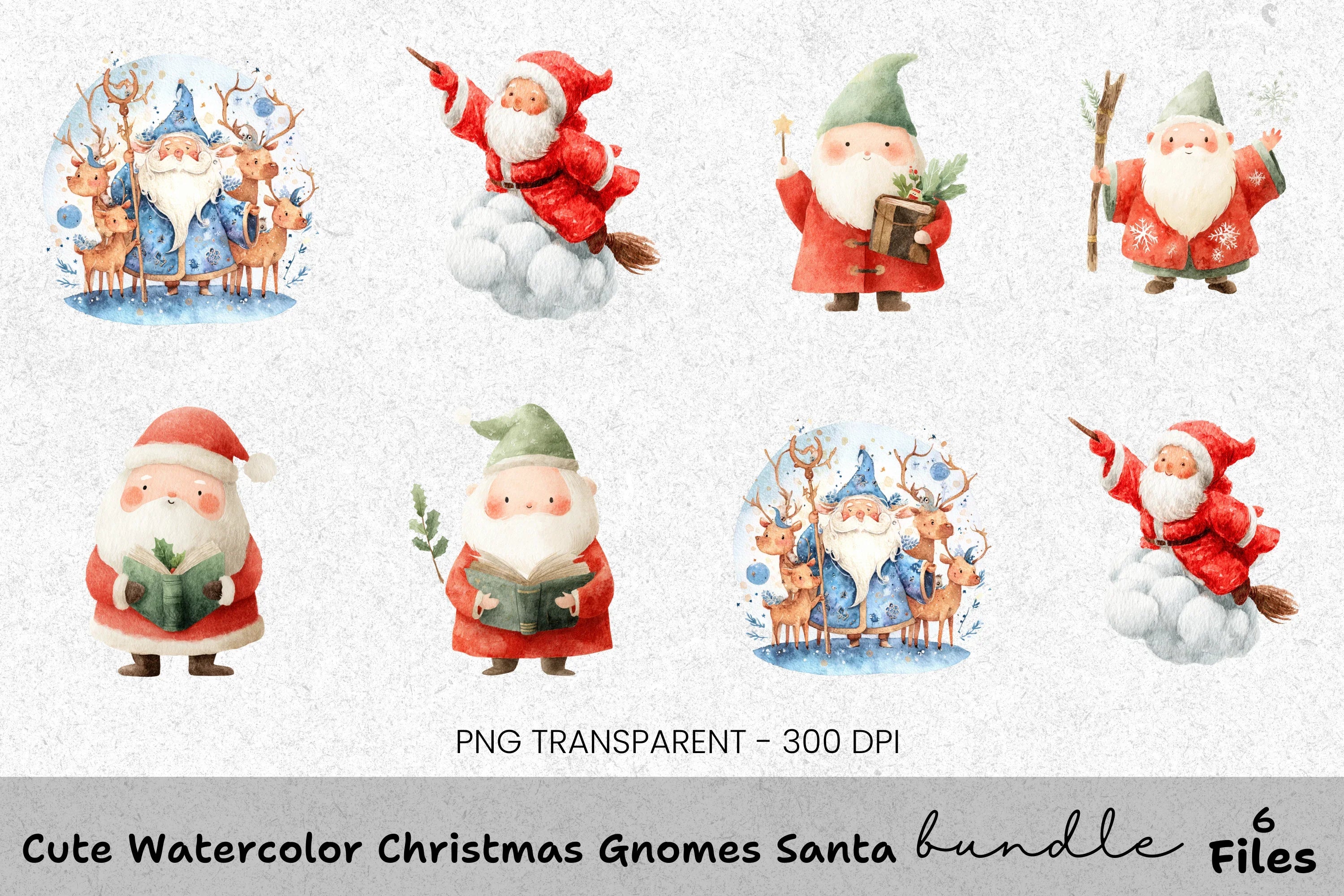 Whimsical Santa Claus Clipart Bundle
