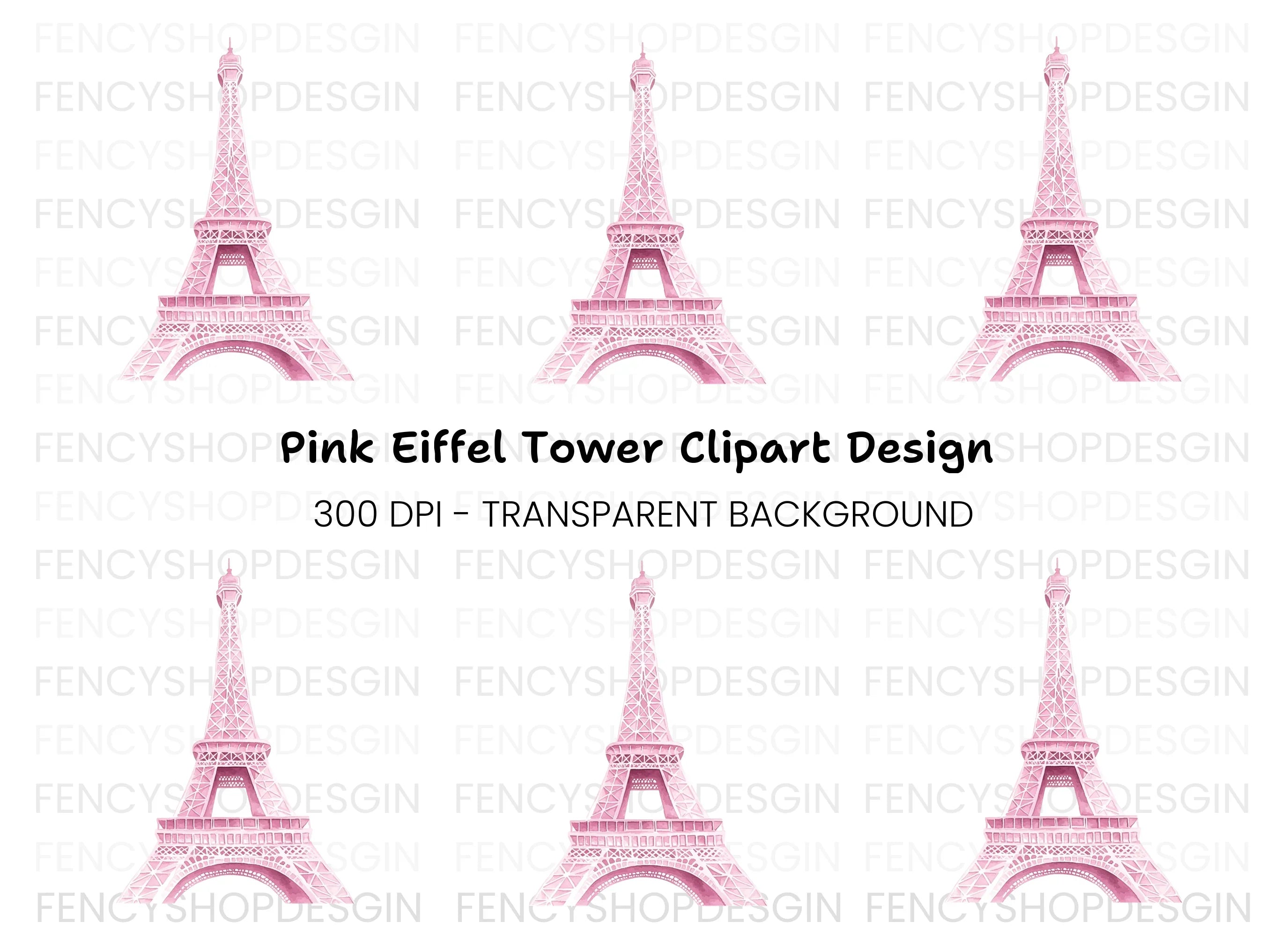 Pink Eiffel Tower Clipart Bundle