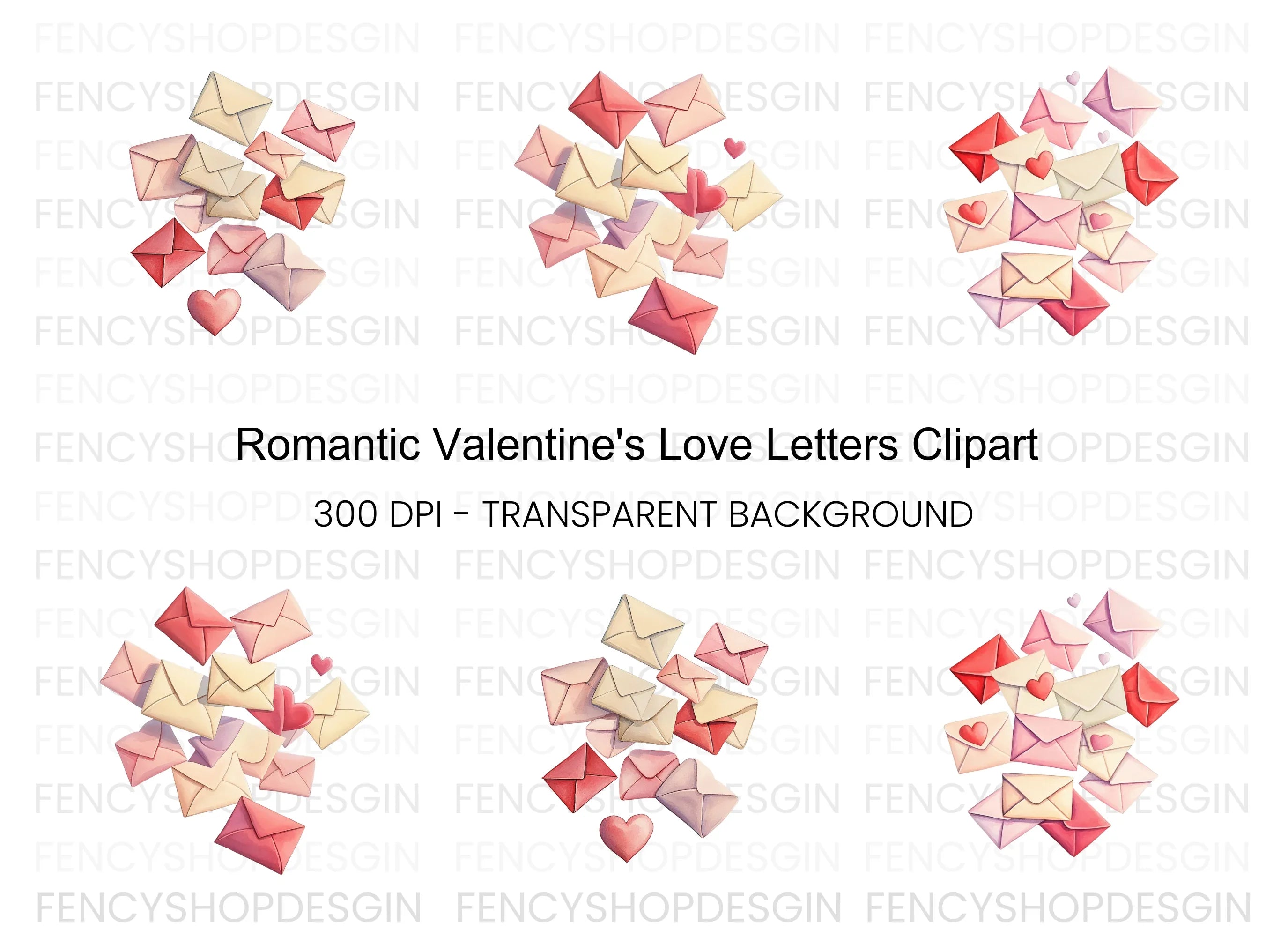 Romantic Love Letters Clipart Bundle