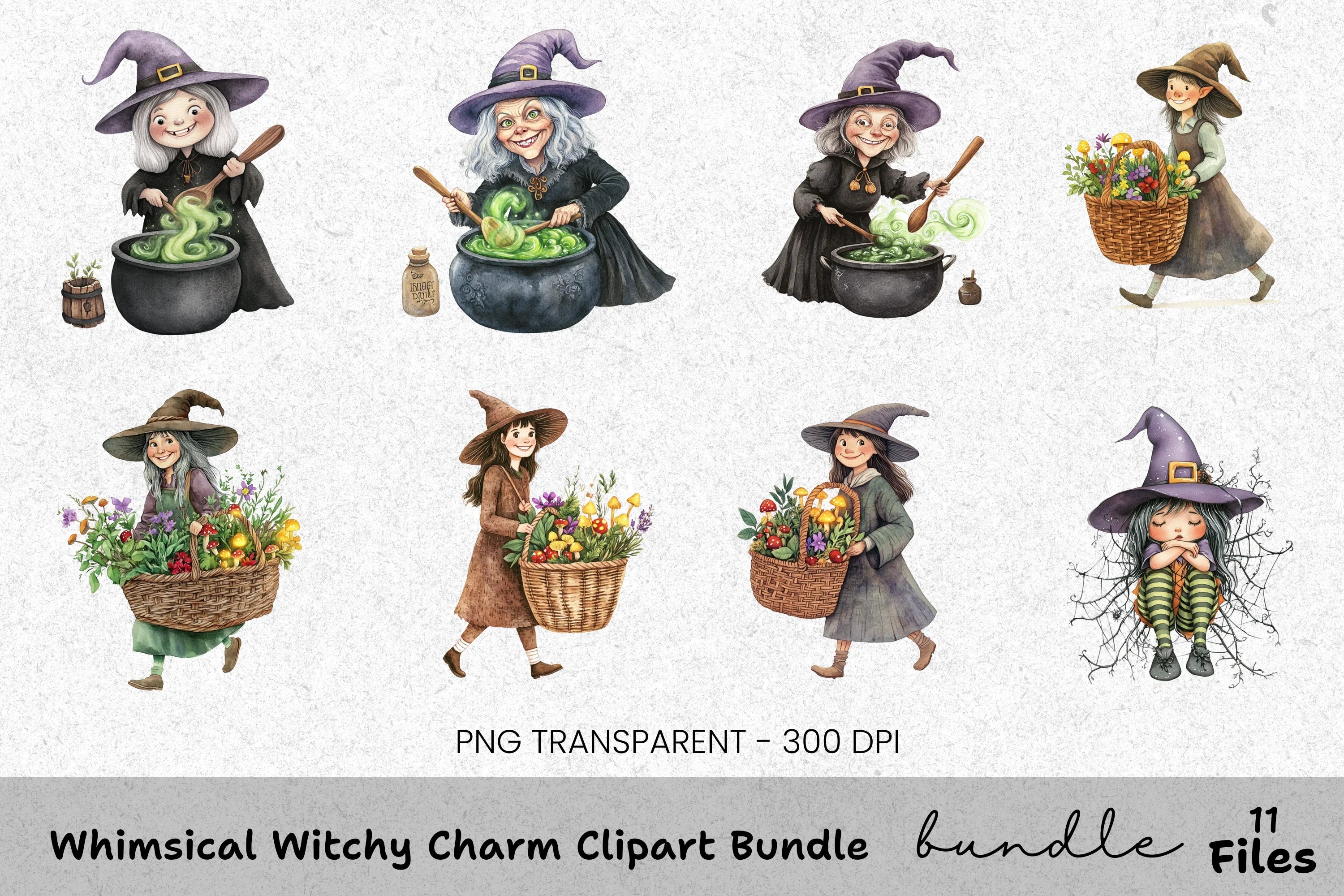 Whimsical Witchy Charm Clipart Bundle