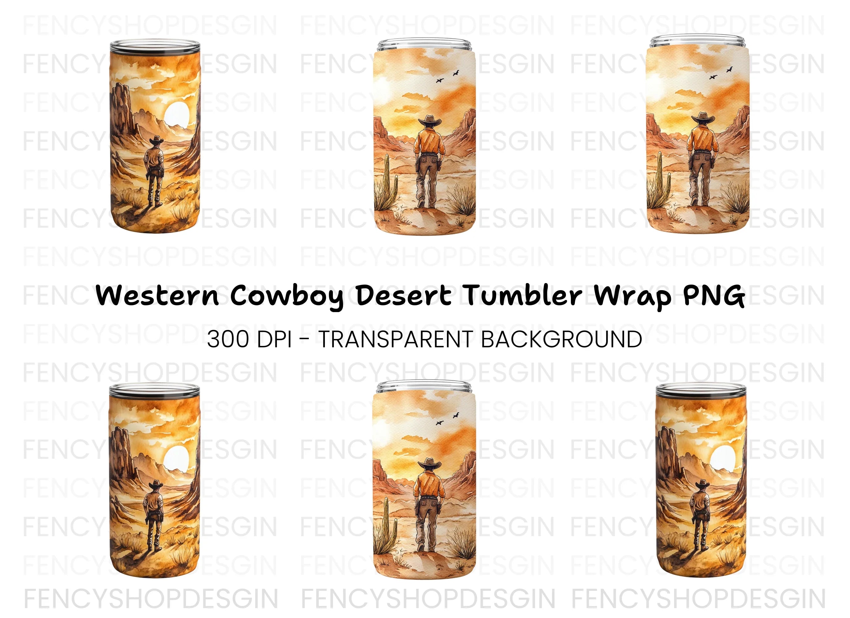 Desert Cowboy Tumbler Clipart Bundle
