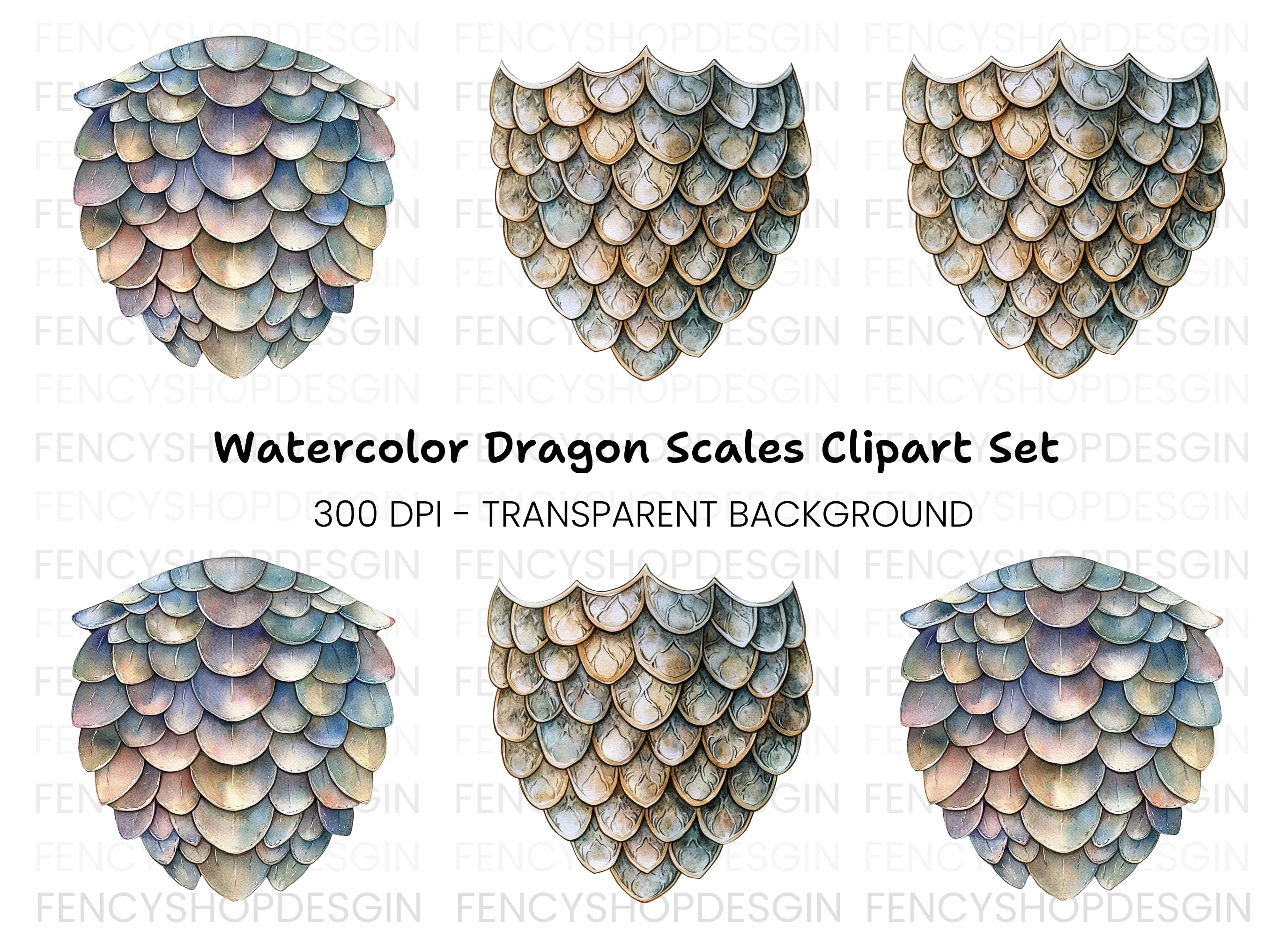 Dragon Scales Clipart Bundle