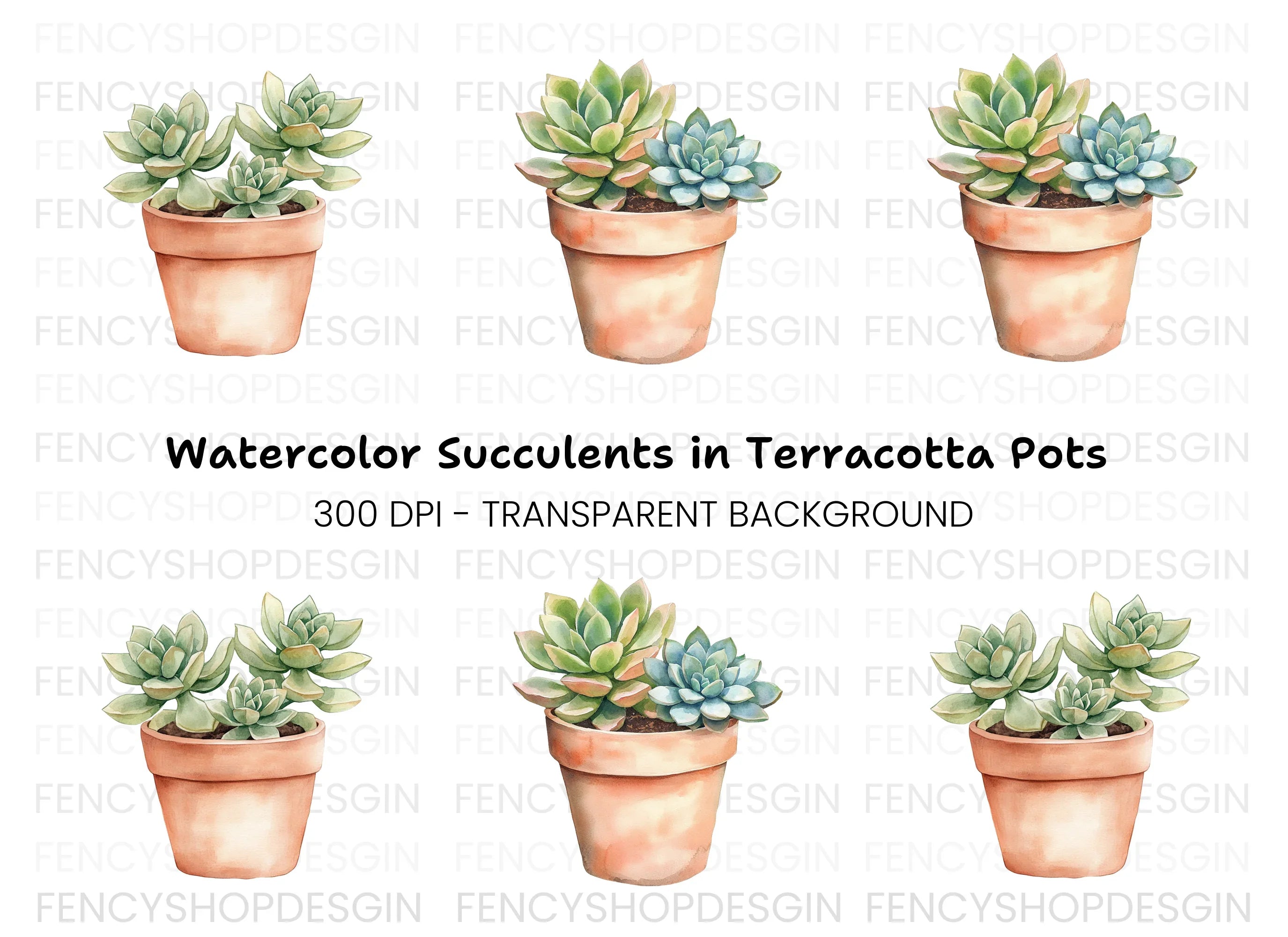 Succulent Plants Clipart Bundle