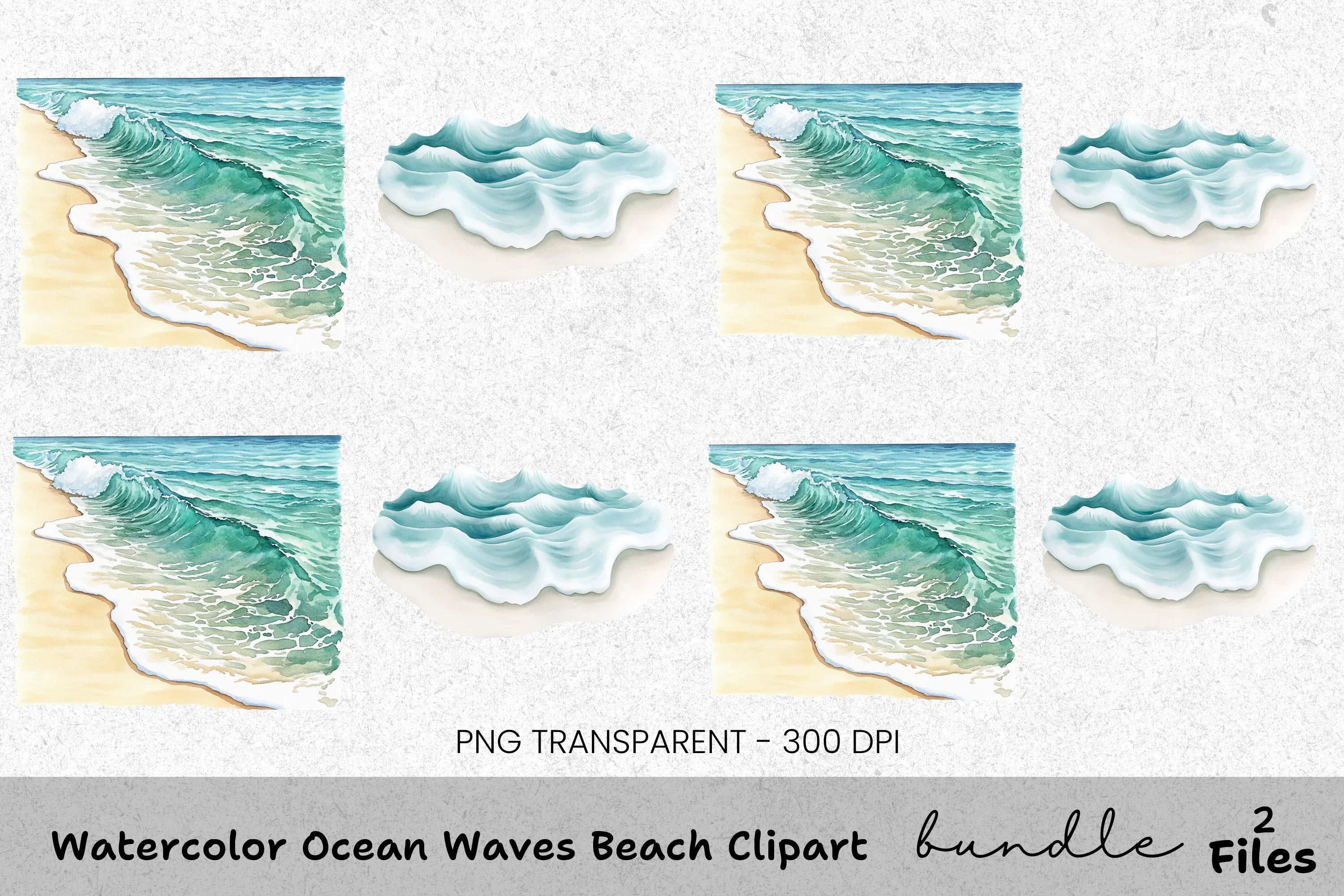 Ocean Waves Beach Clipart Bundle