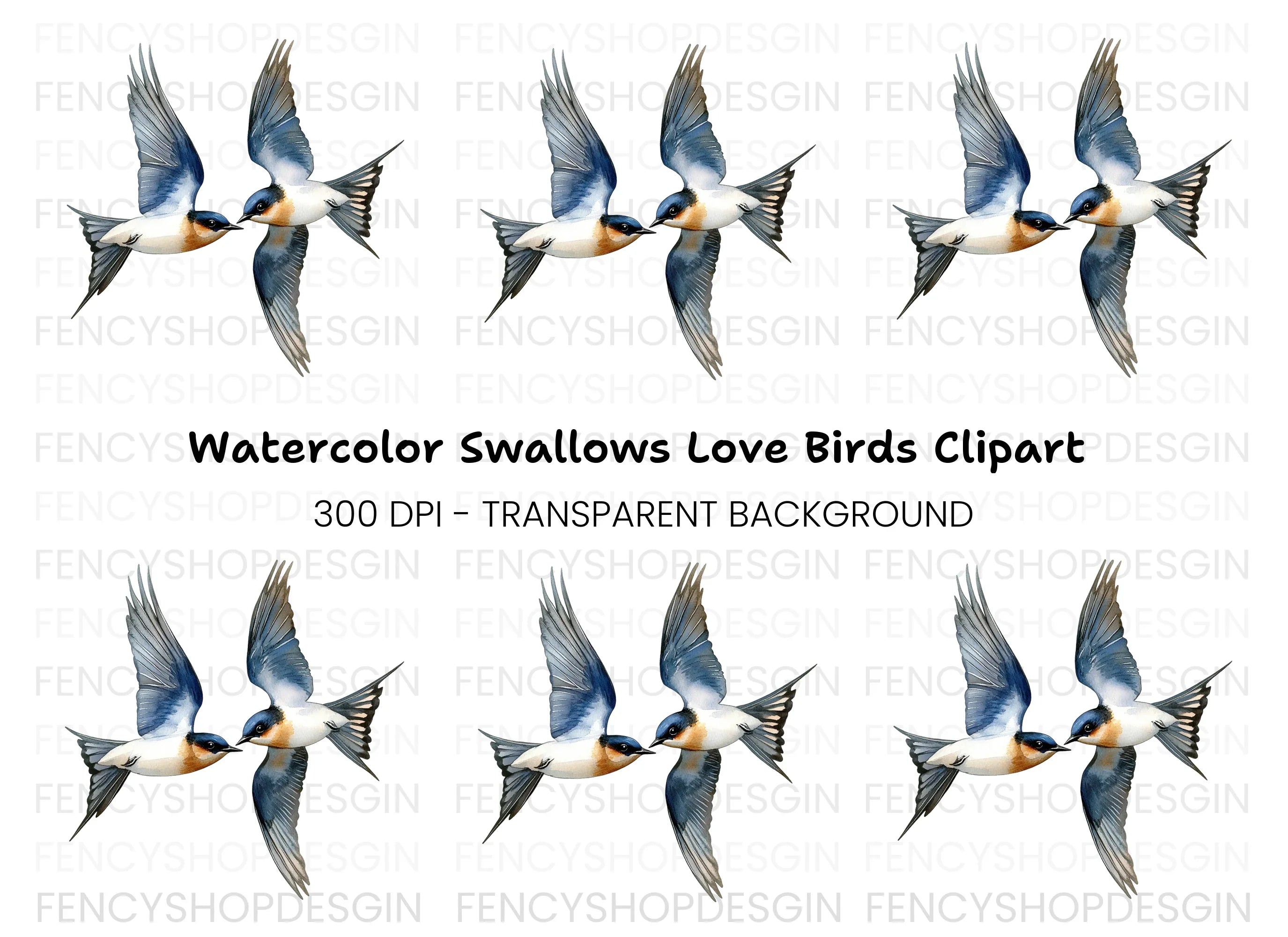 Flying Swallows Clipart Bundle