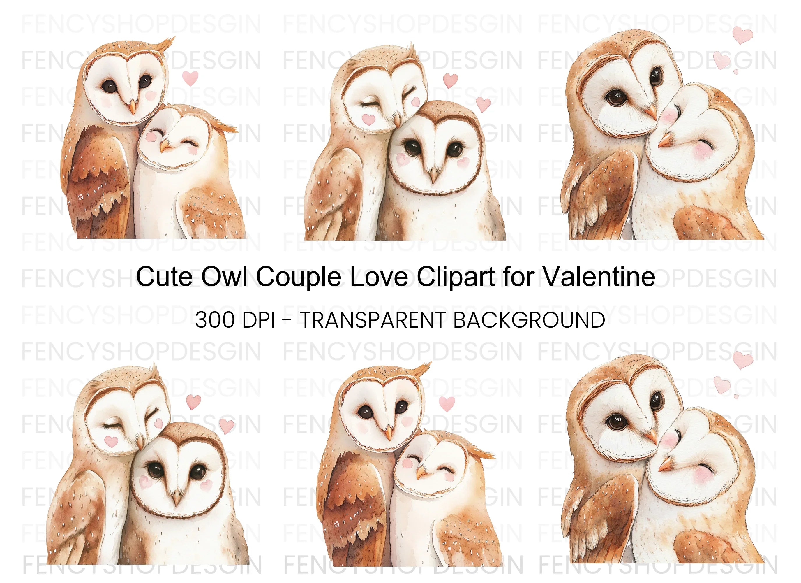 Cute Barn Owl Couple Clipart Bundle