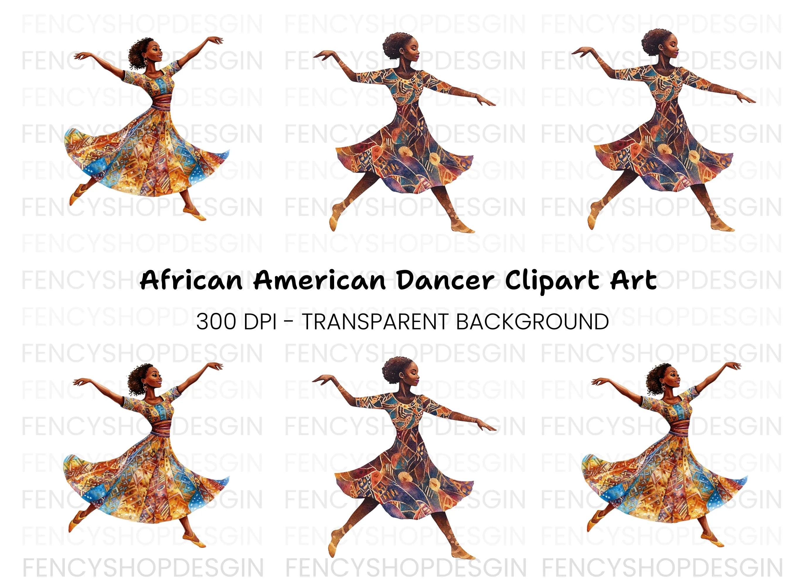 Ethnic Patterned Dress Dancers Clipart Bundle
