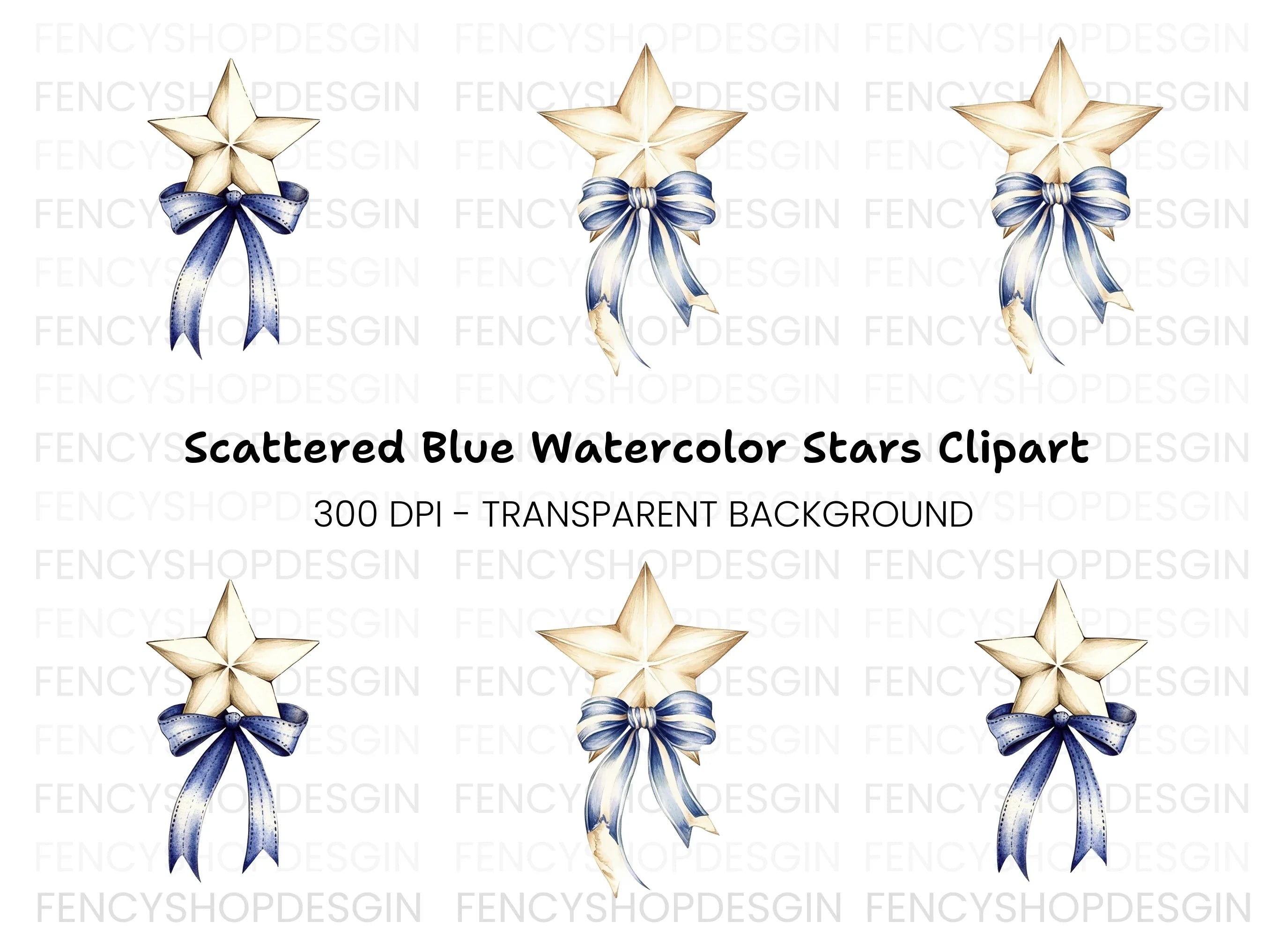 Patriotic Star Bow Clipart Bundle