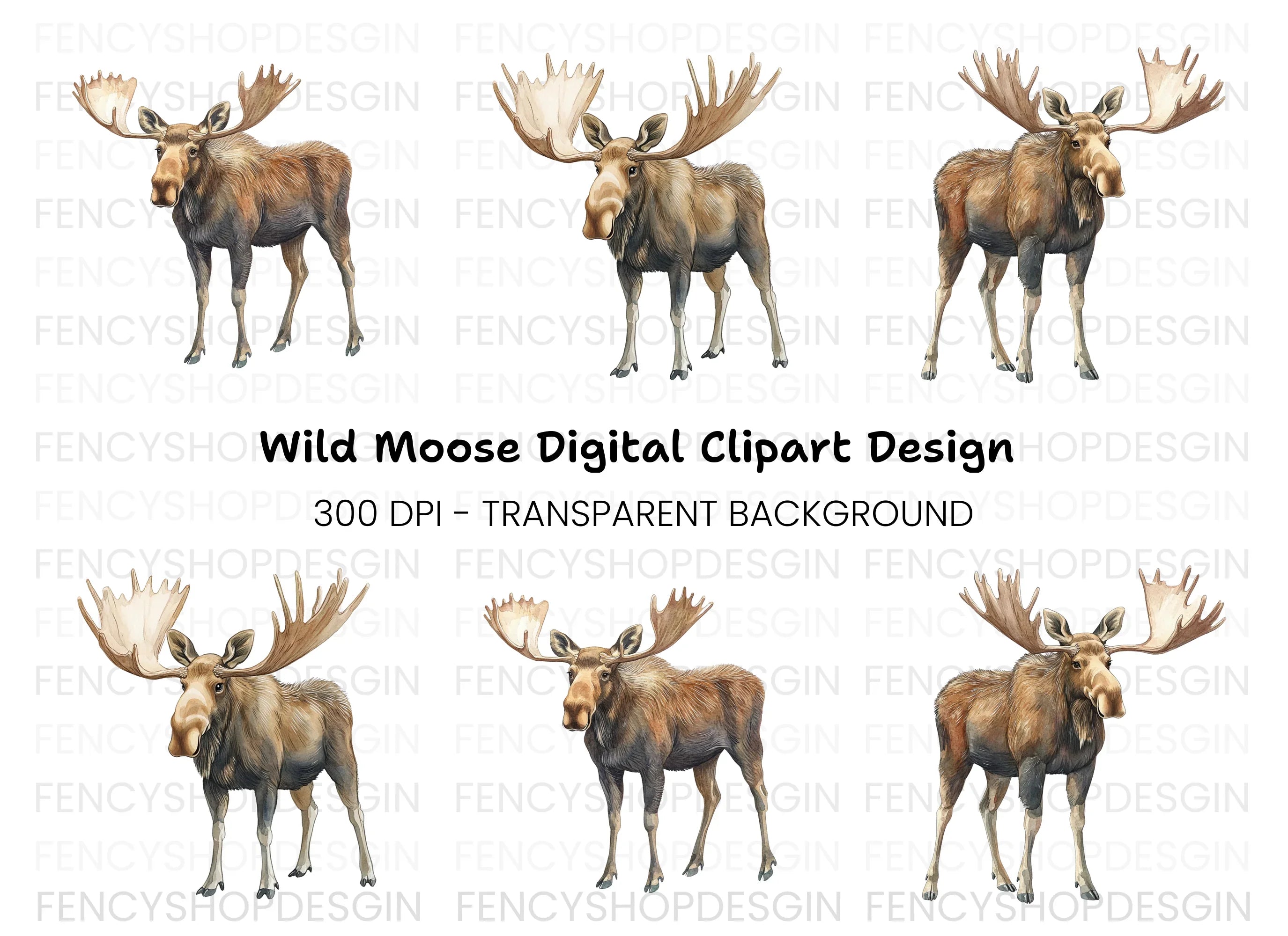 Three Moose Clipart Bundle