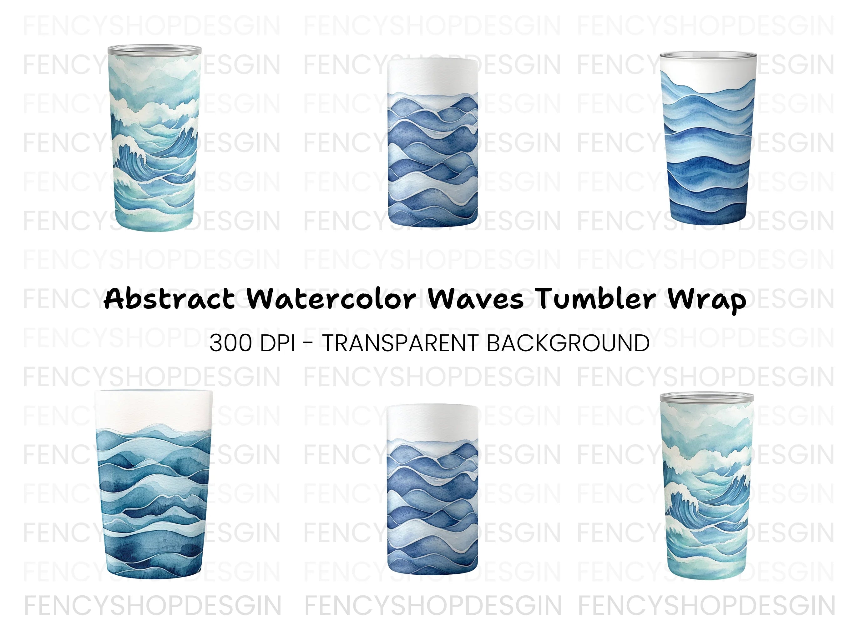 Abstract Blue Wave Tumbler Clipart Bundle