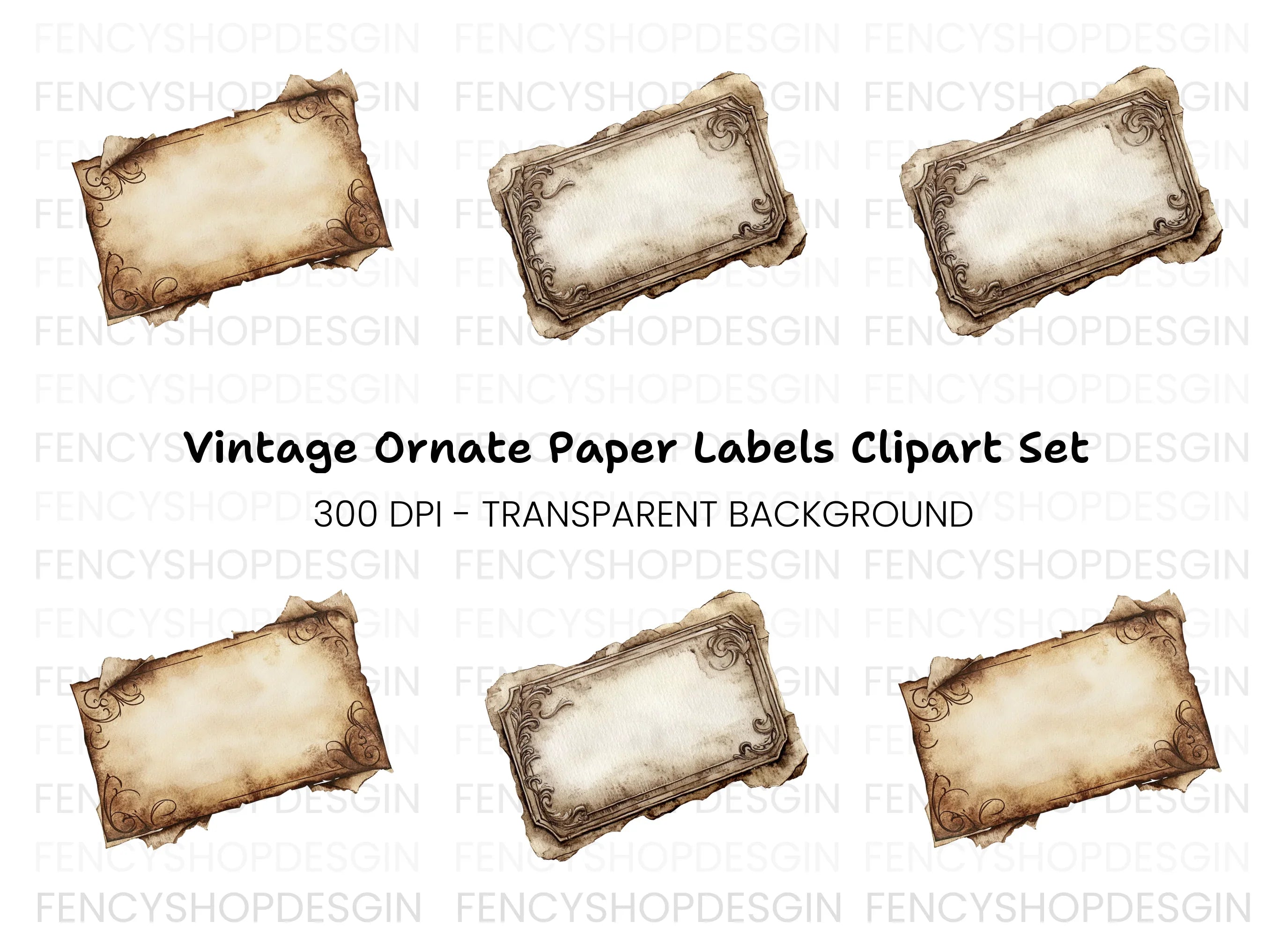 Ornate Vintage Labels Clipart Bundle