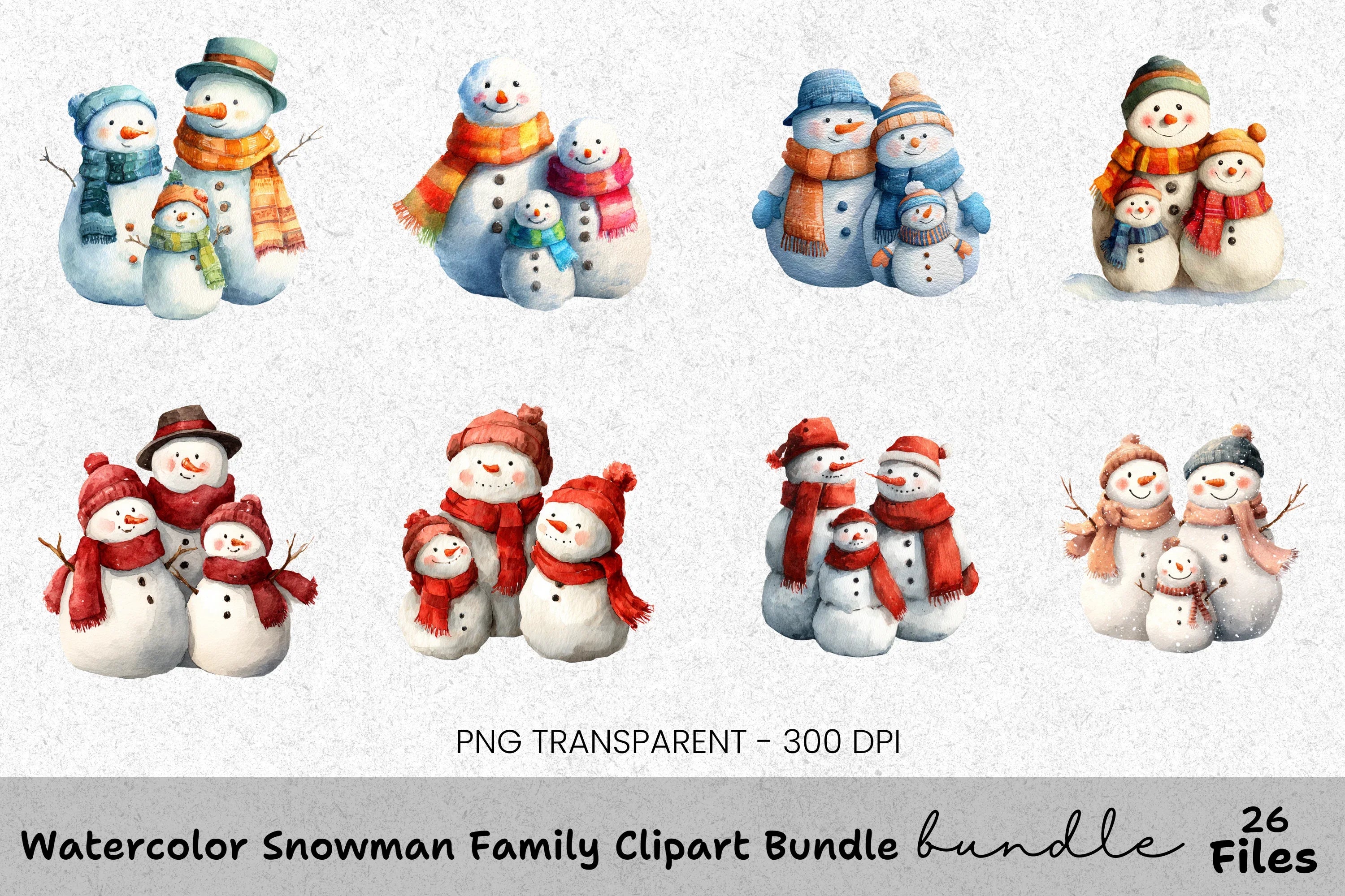 Snowman Family Clipart Bundle