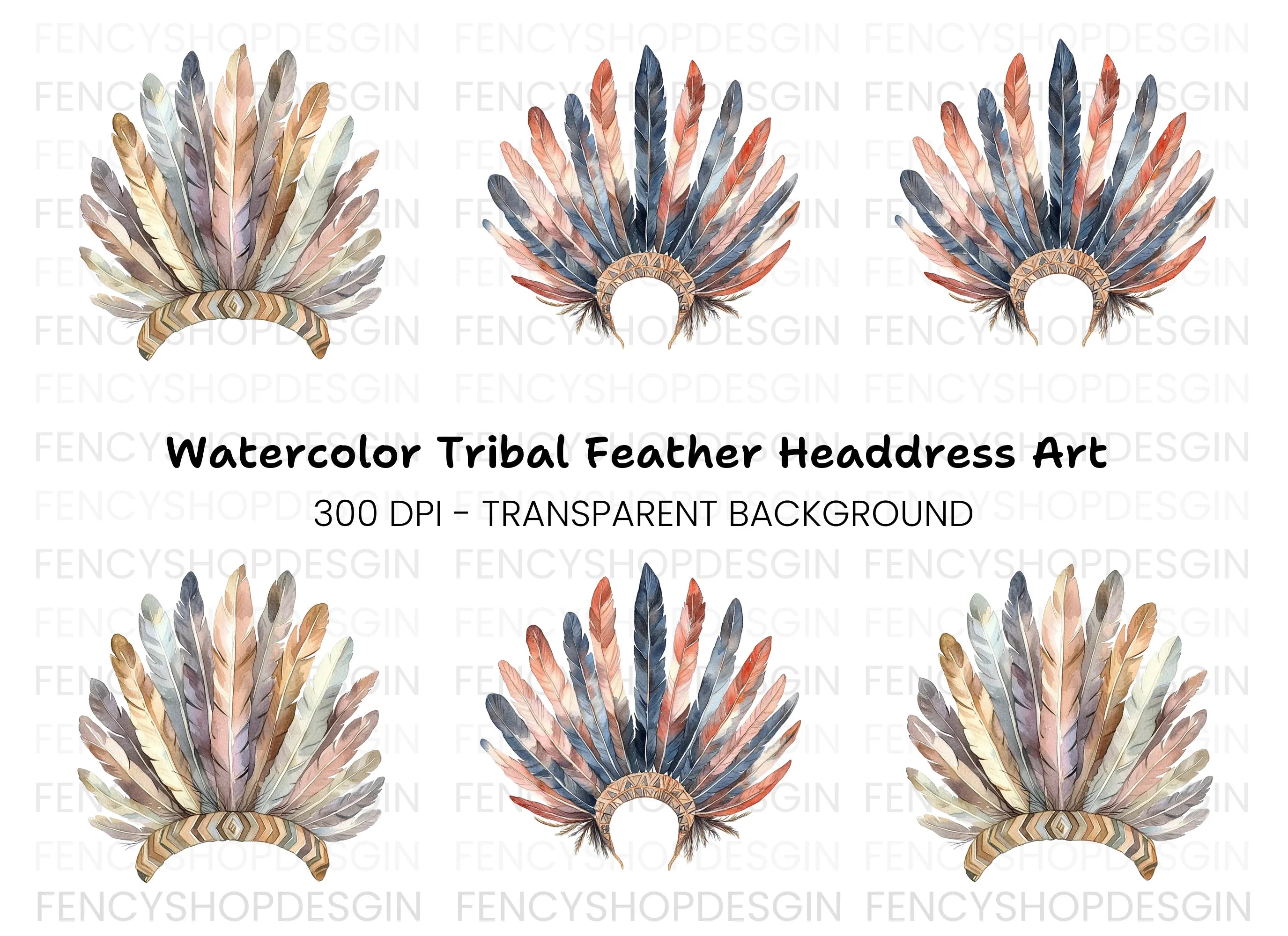 Native American Headdress Clipart Bundle