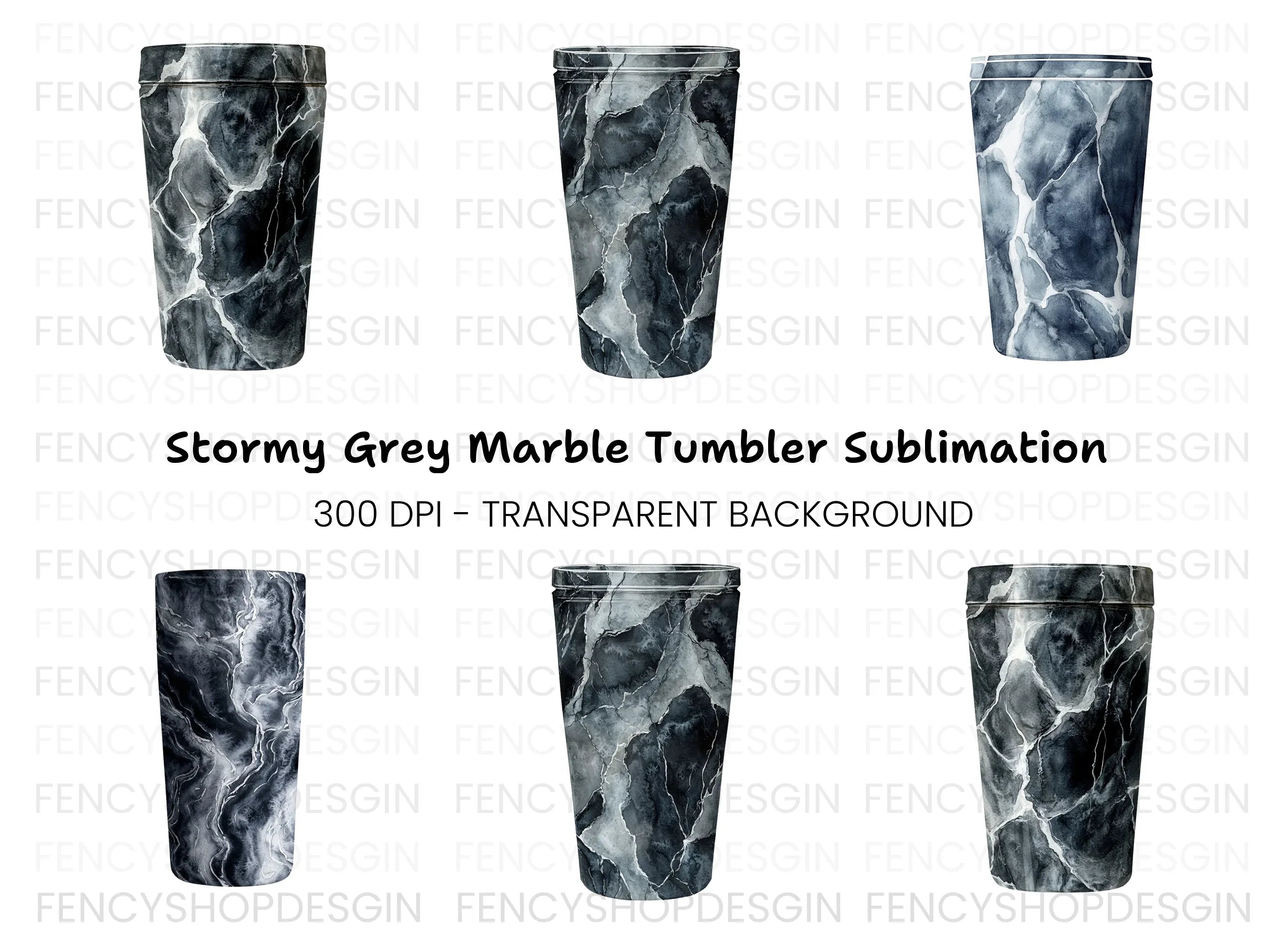 Grey and White Marble Tumbler Designs Clipart Bundle