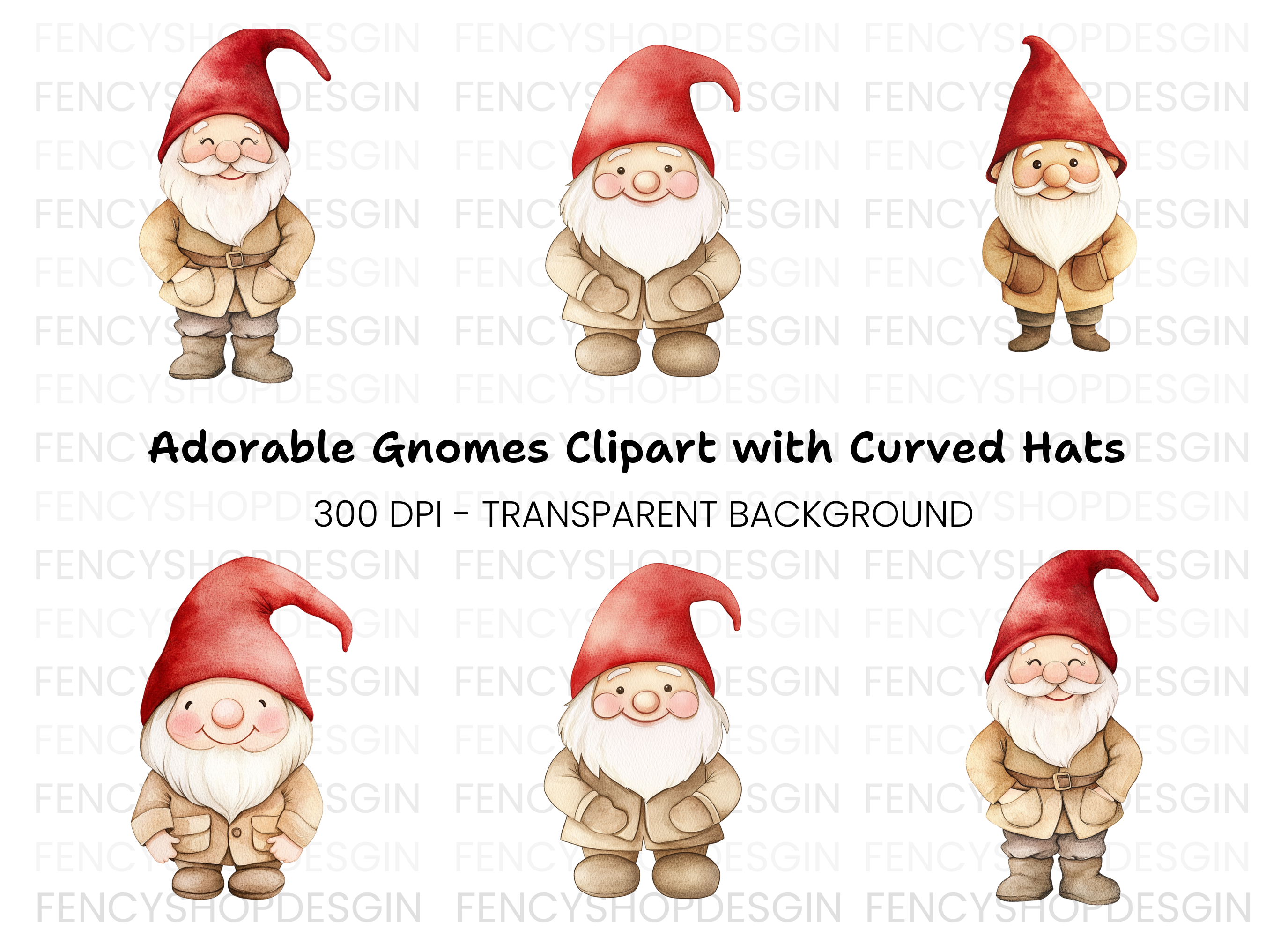 Adorable Red Hat Gnomes Clipart Bundle