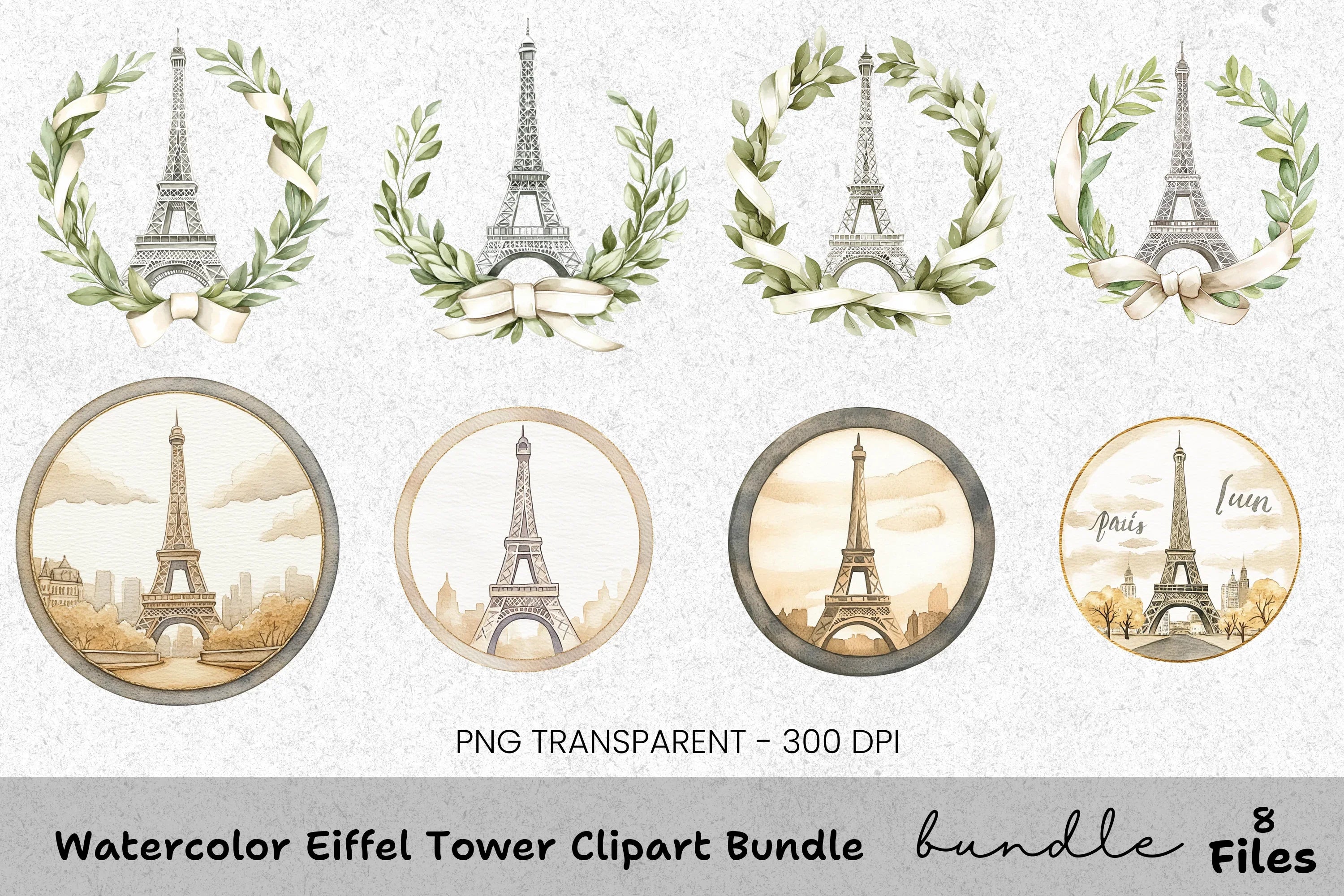 Eiffel Tower Clipart Bundle