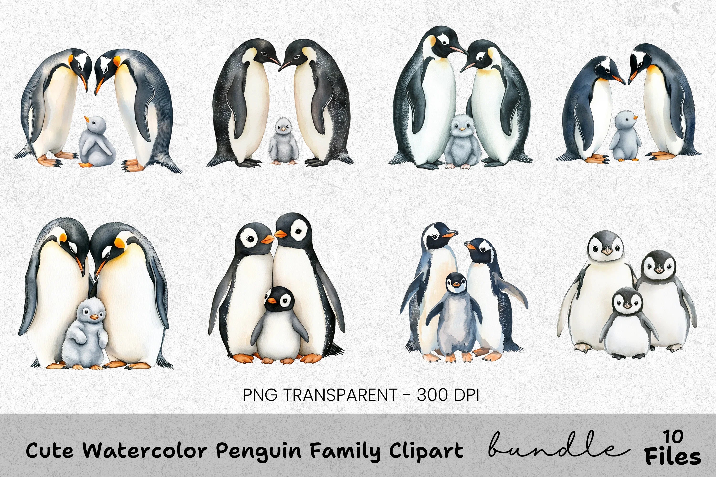 Cute Penguin Family Clipart Bundle