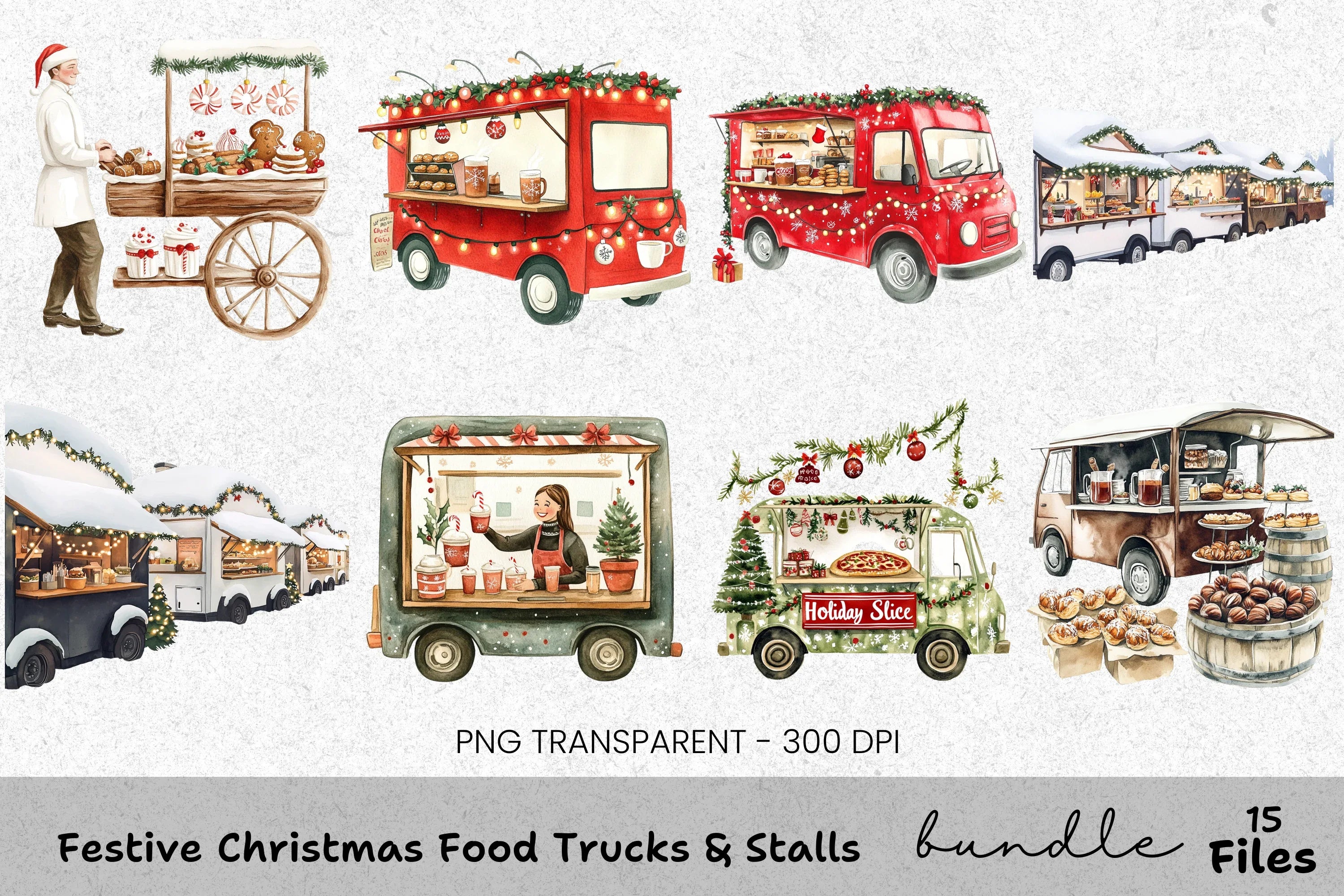 Christmas Food Truck Clipart Bundle