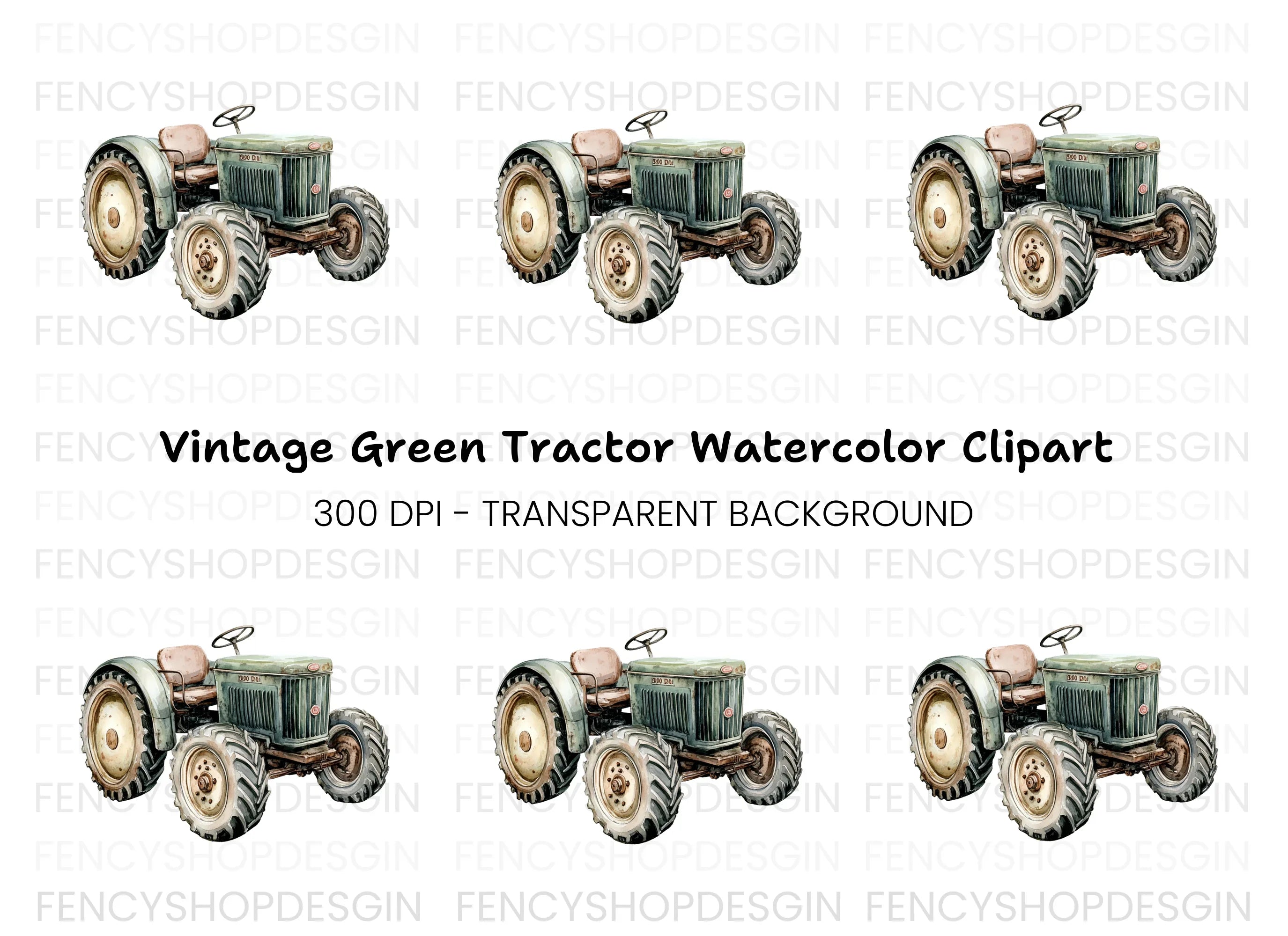 Vintage Farm Tractor Clipart Bundle