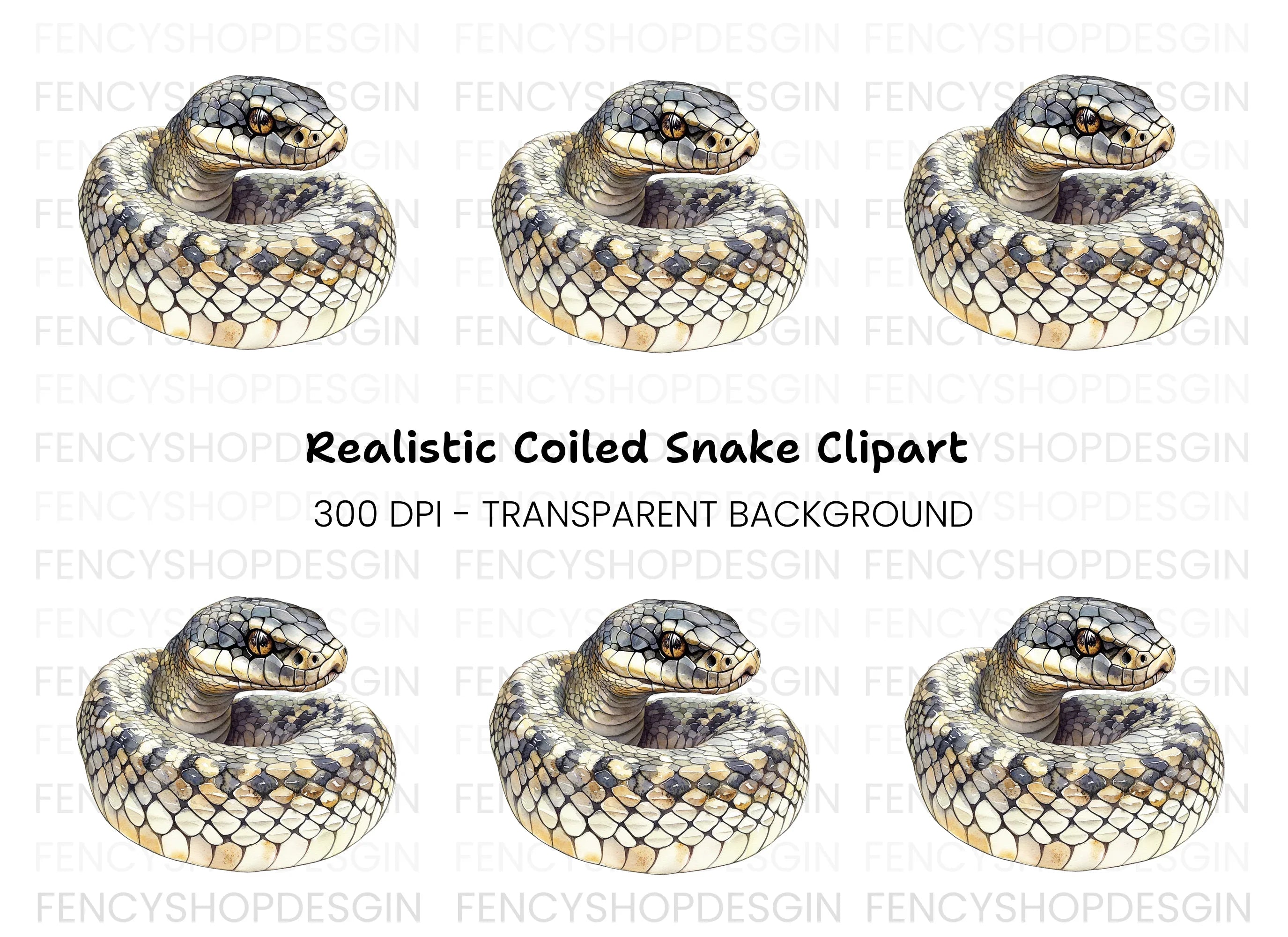 Realistic Snake Illustration Clipart Bundle