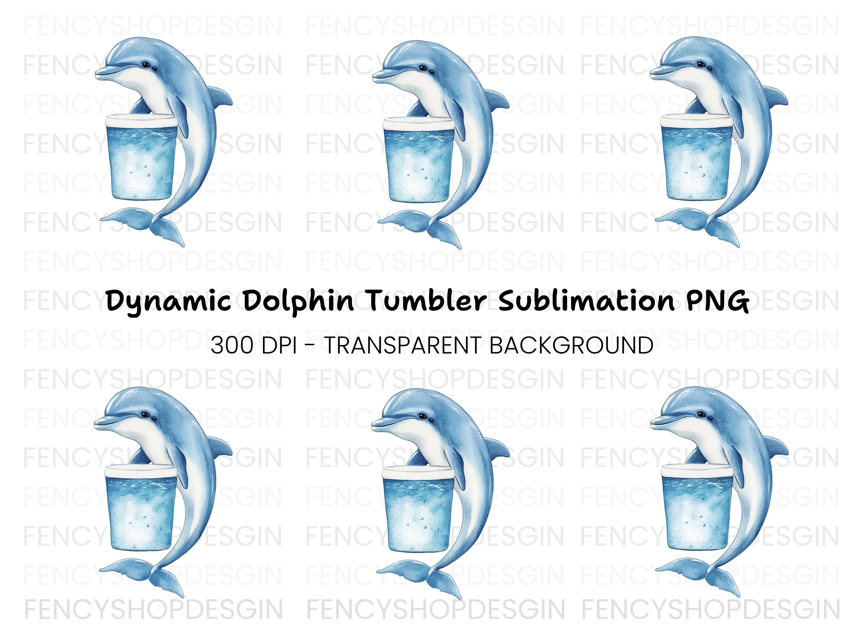 Cute Dolphin Holding Drink Clipart Bundle