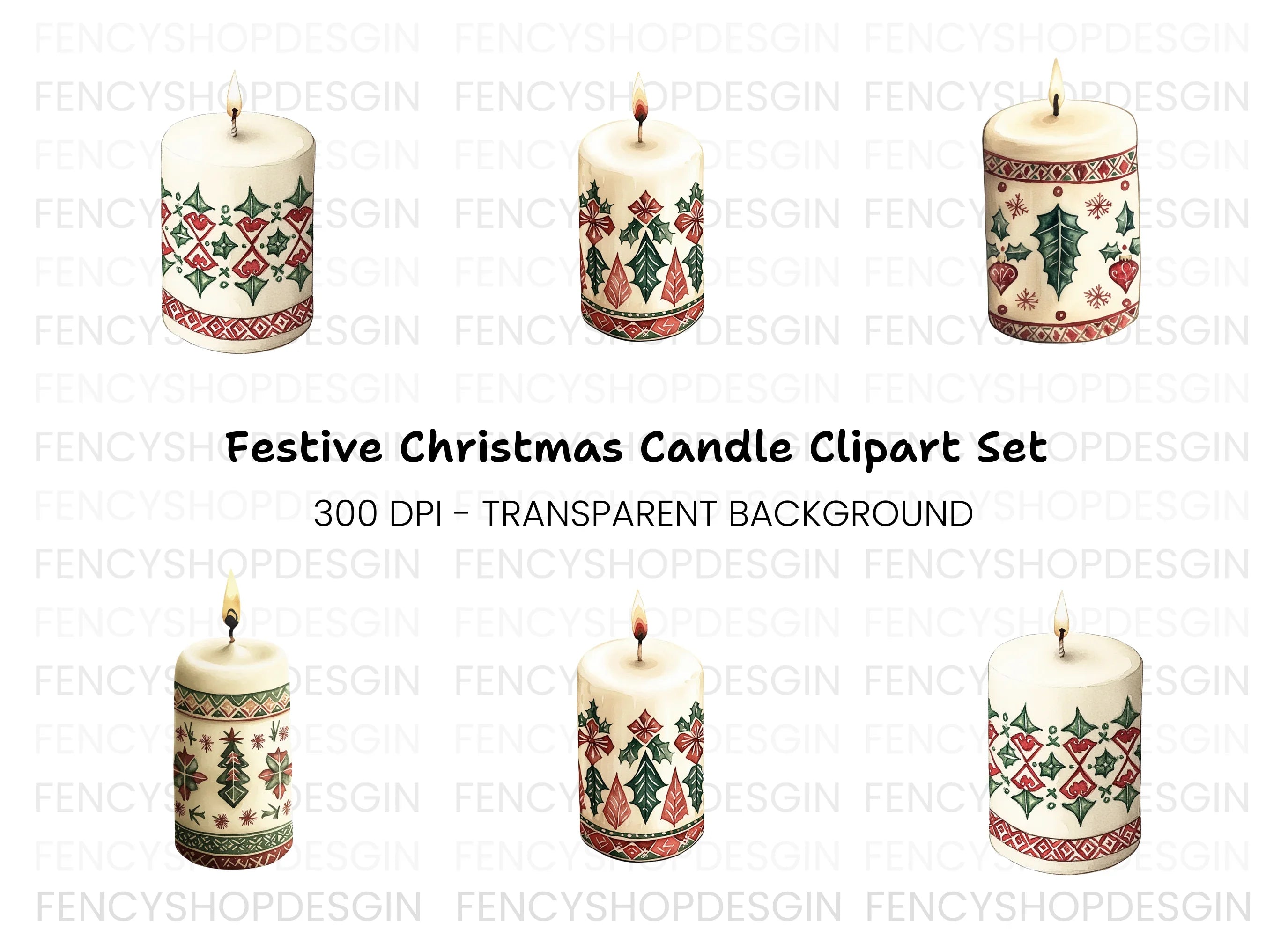 Festive Holiday Candle Clipart Bundle
