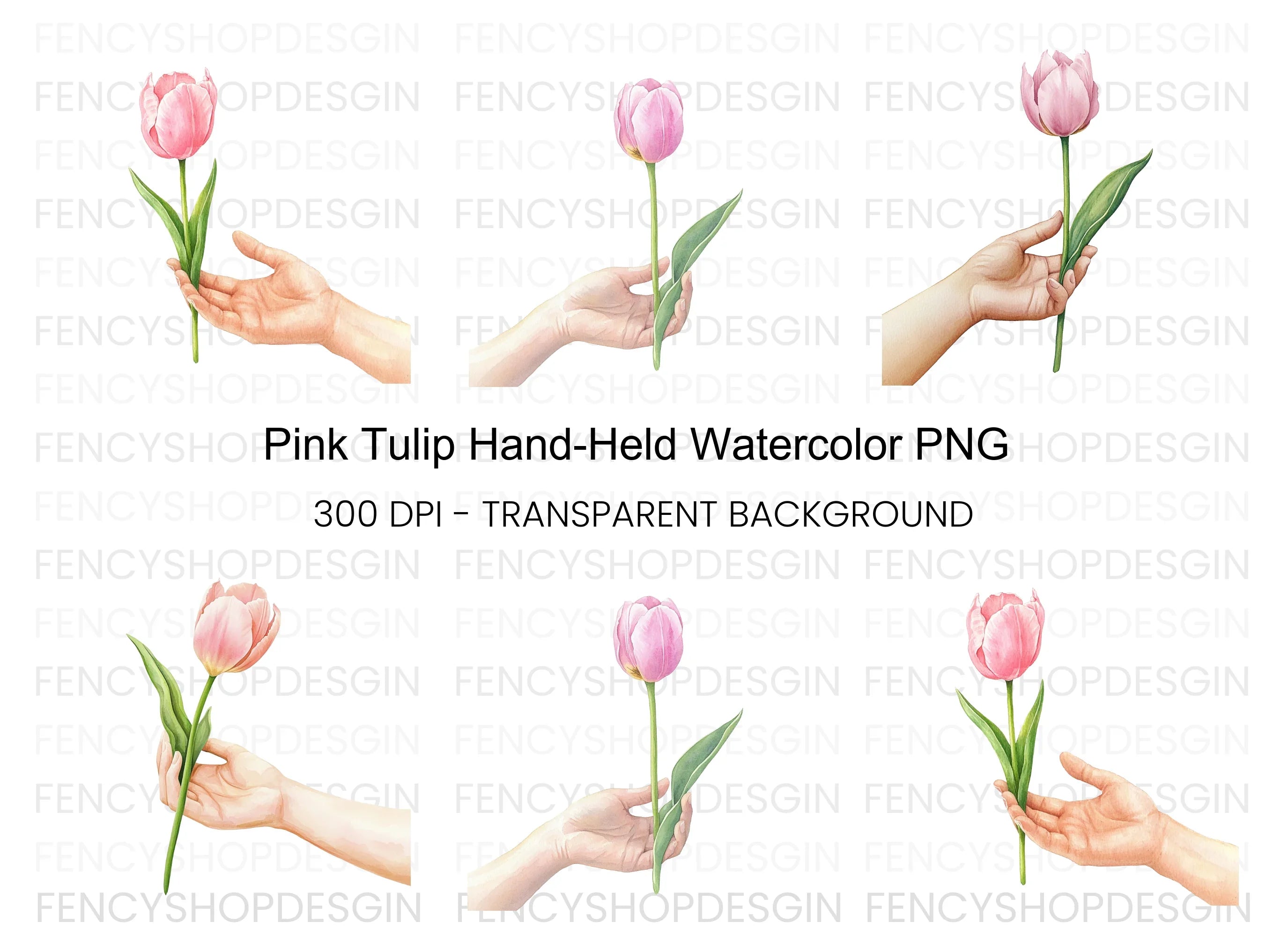 Elegant Pink Tulip Clipart Bundle