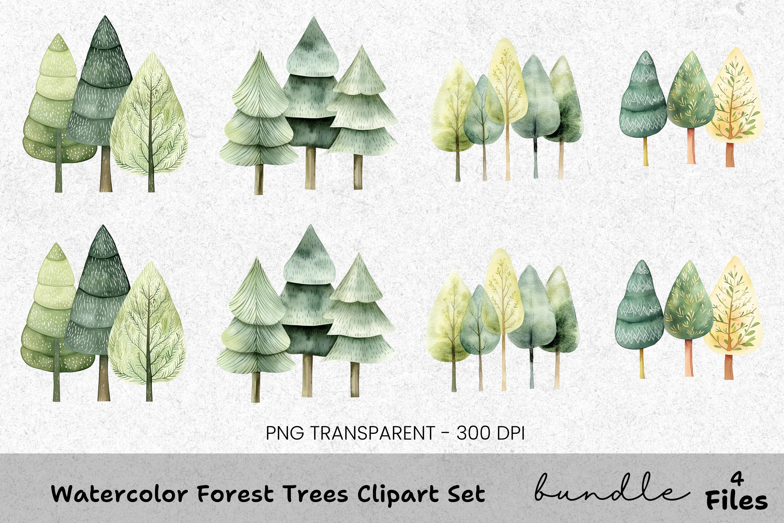 Forest Trees Clipart Bundle