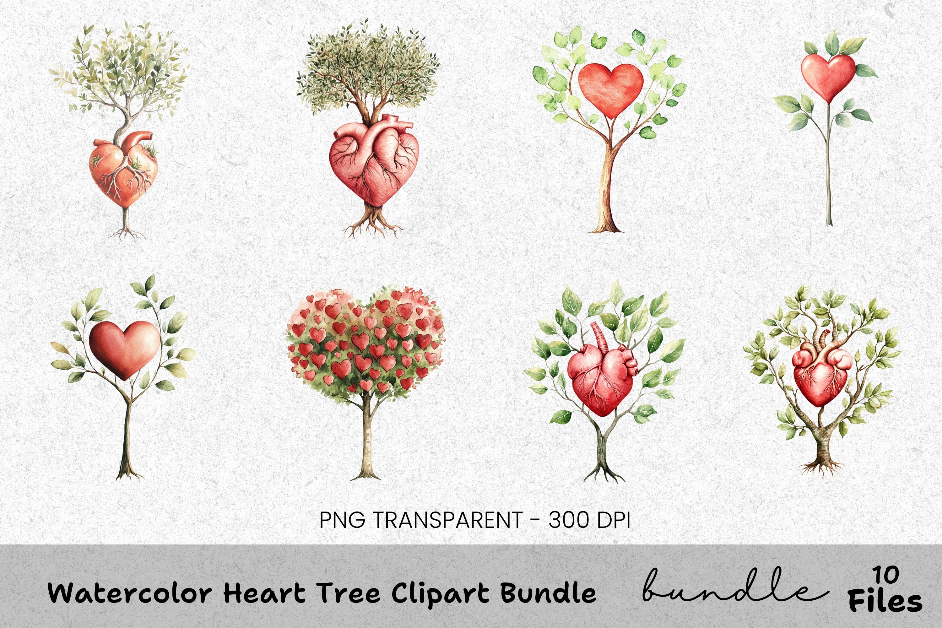 Heart Tree Clipart Bundle