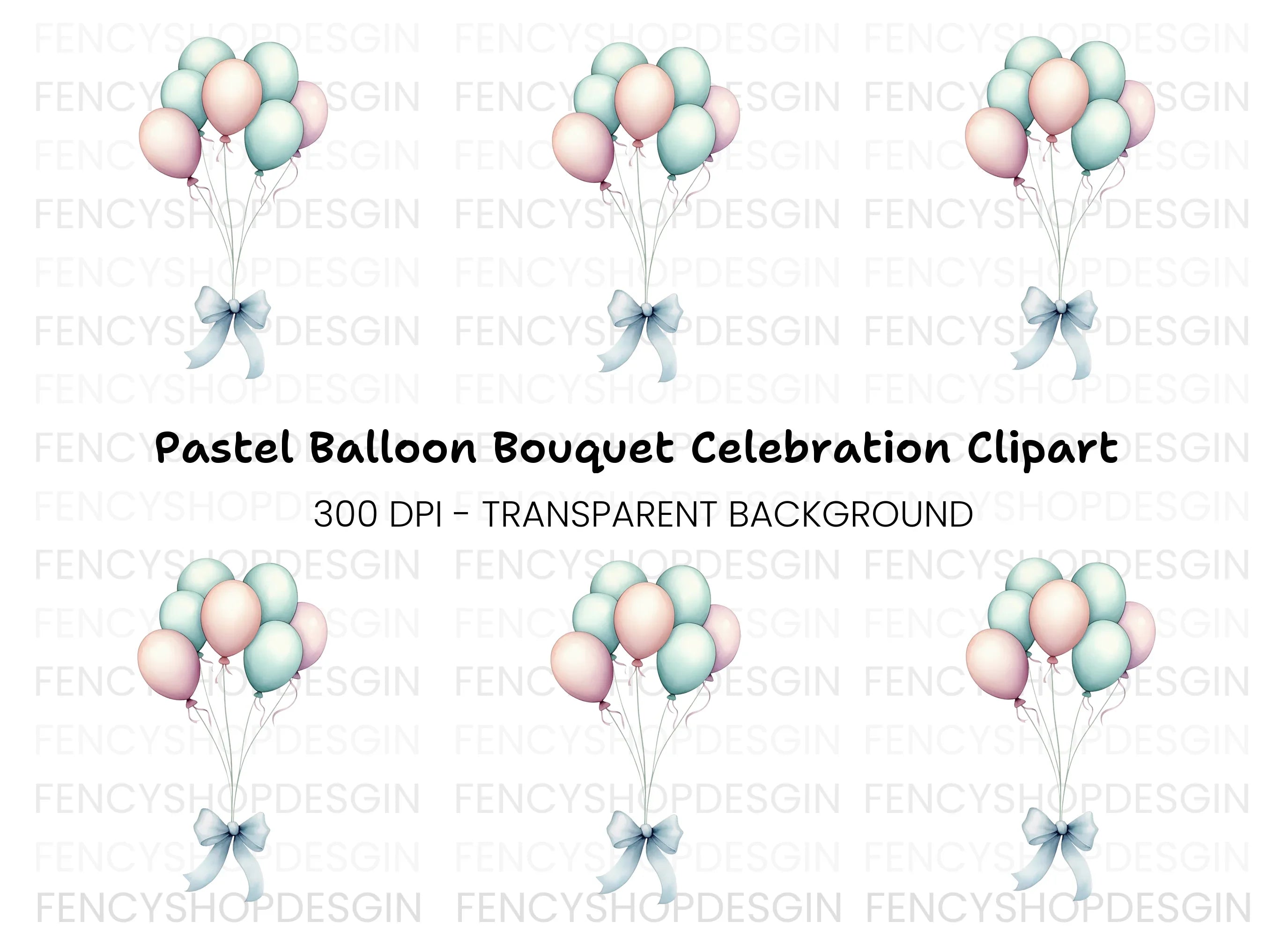 Pastel Balloons Clipart Bundle