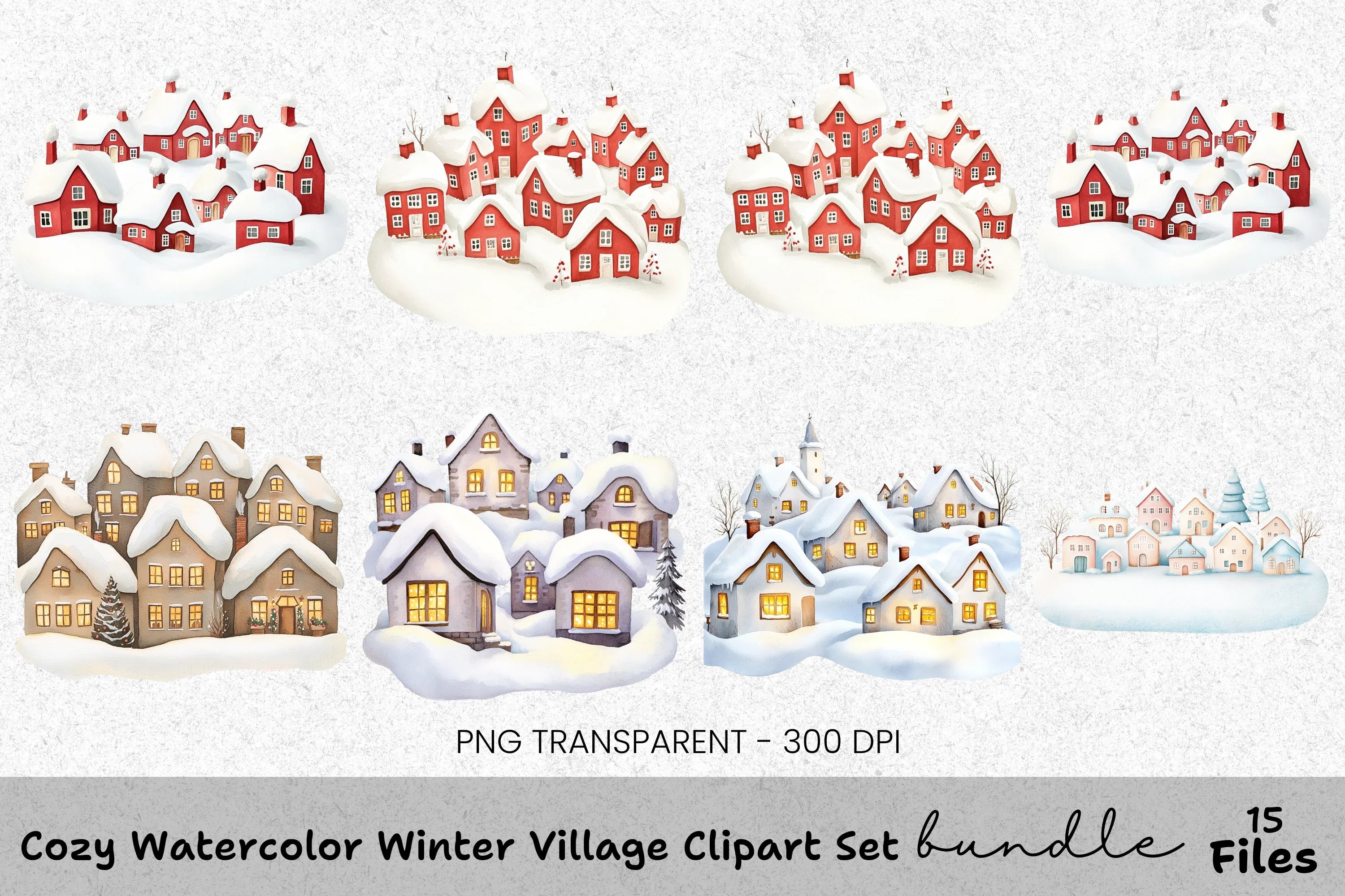 Cozy Winter Village Clipart Bundle