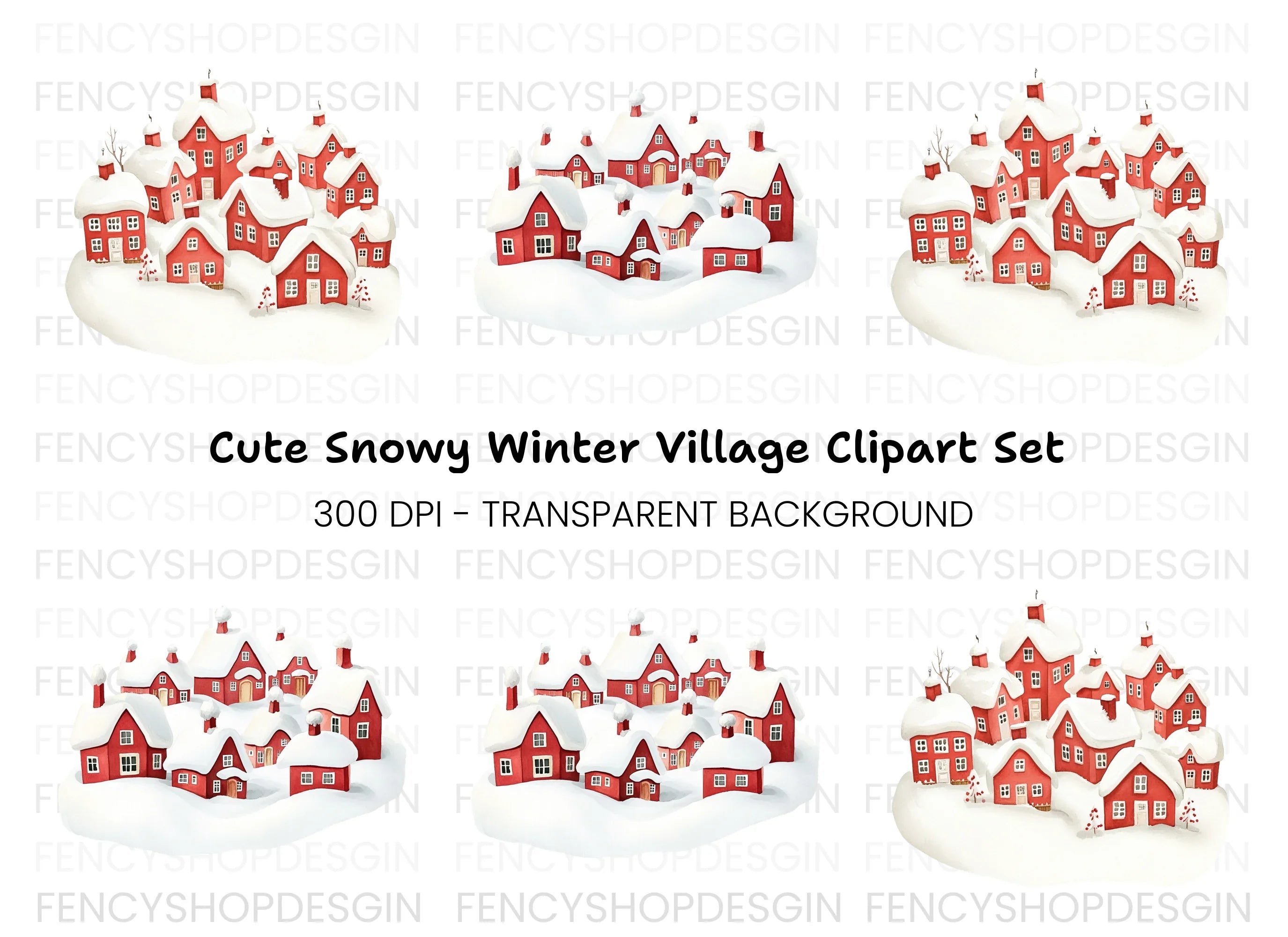 Winter Village Clipart Bundle