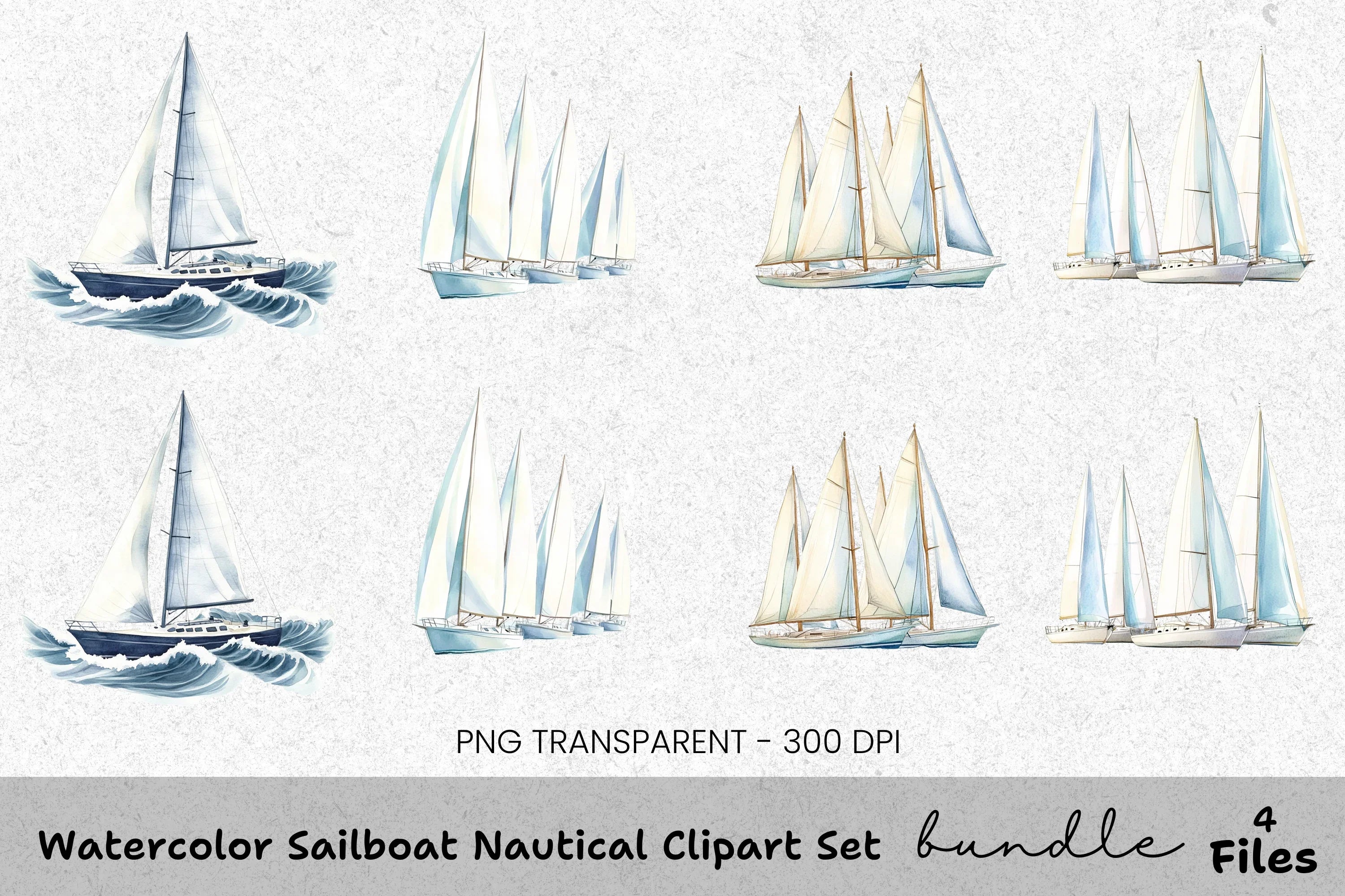 Sailboat Nautical Clipart Bundle