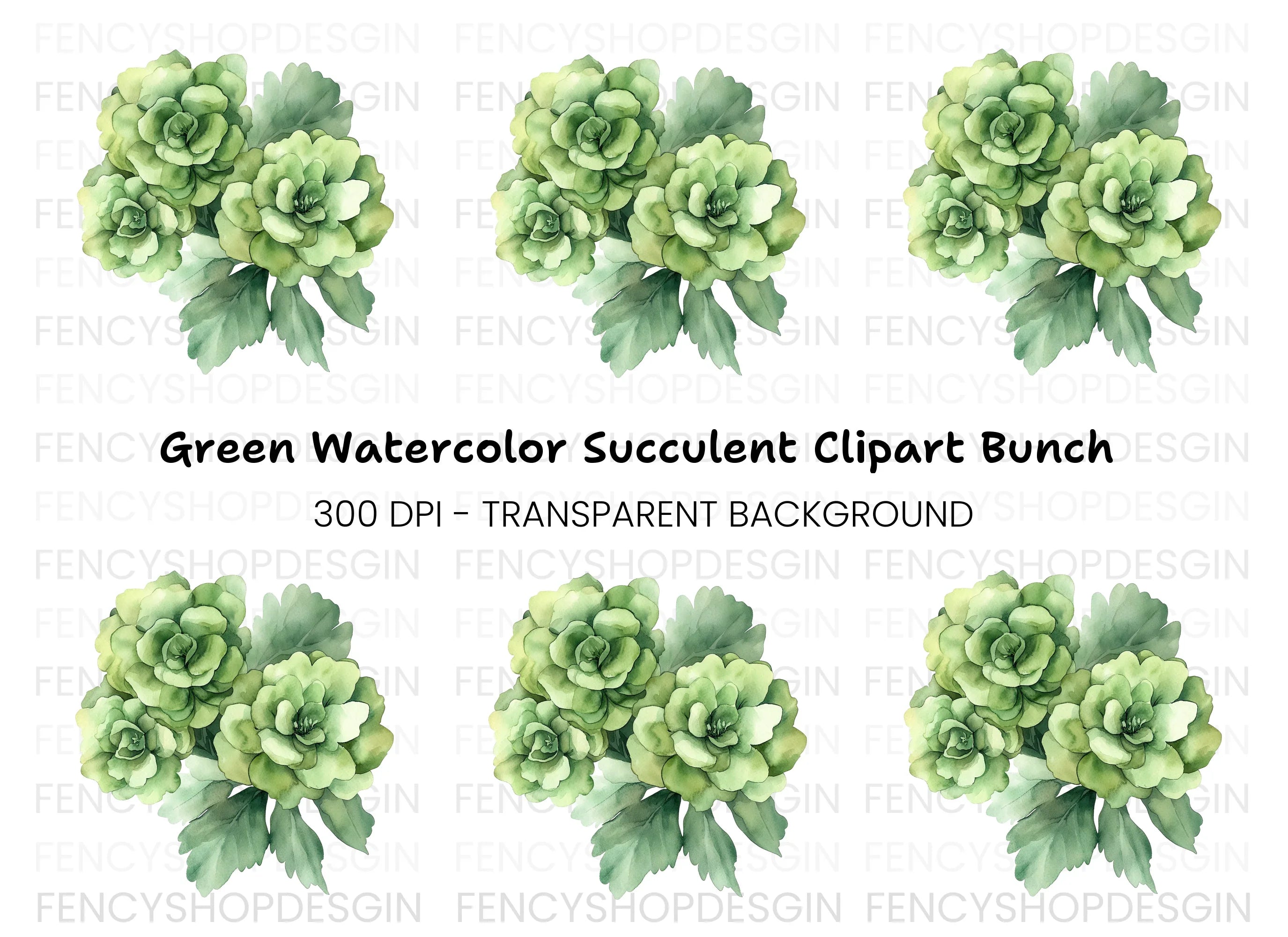 Green Floral Clipart Bundle