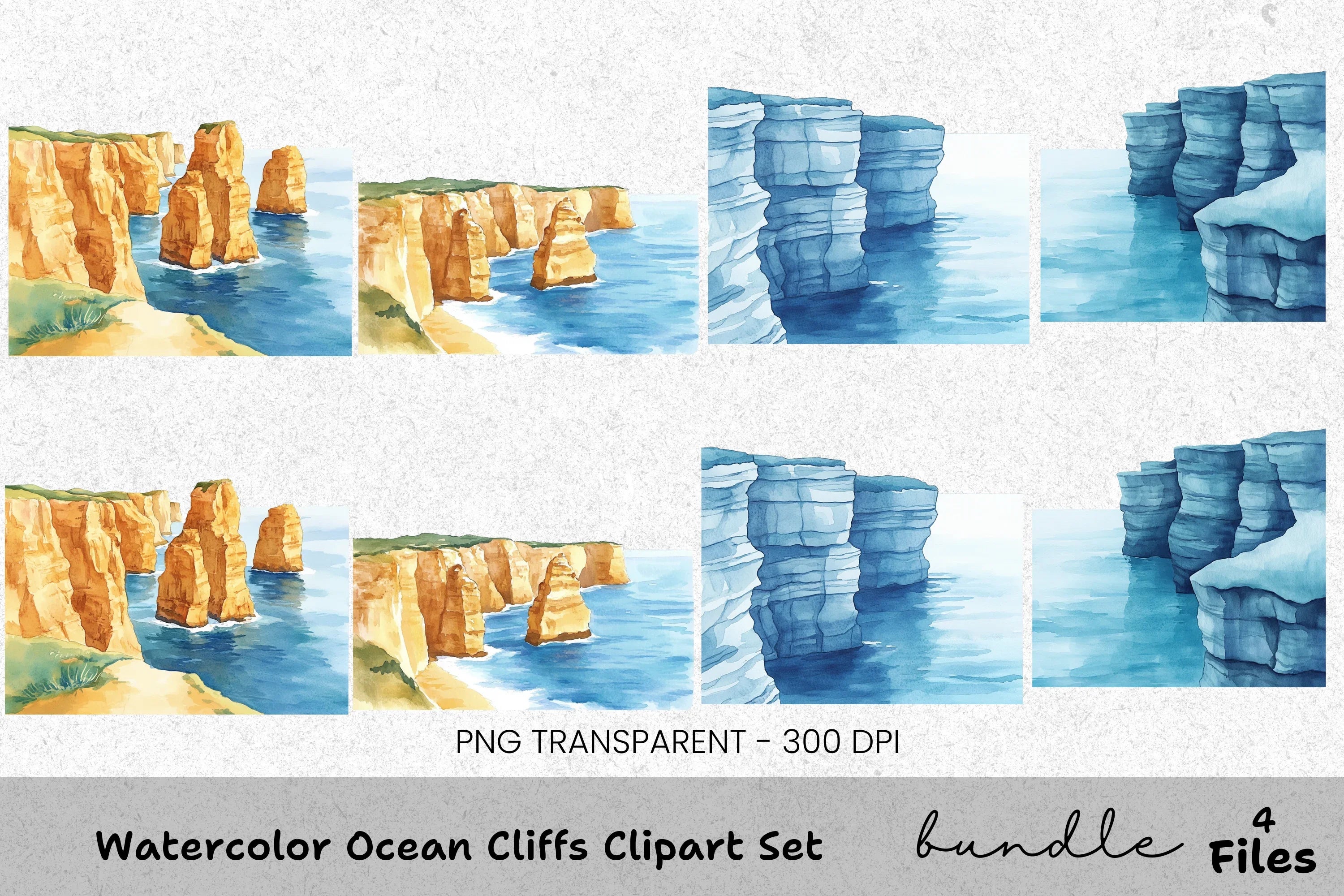 Ocean Cliffs Clipart Bundle