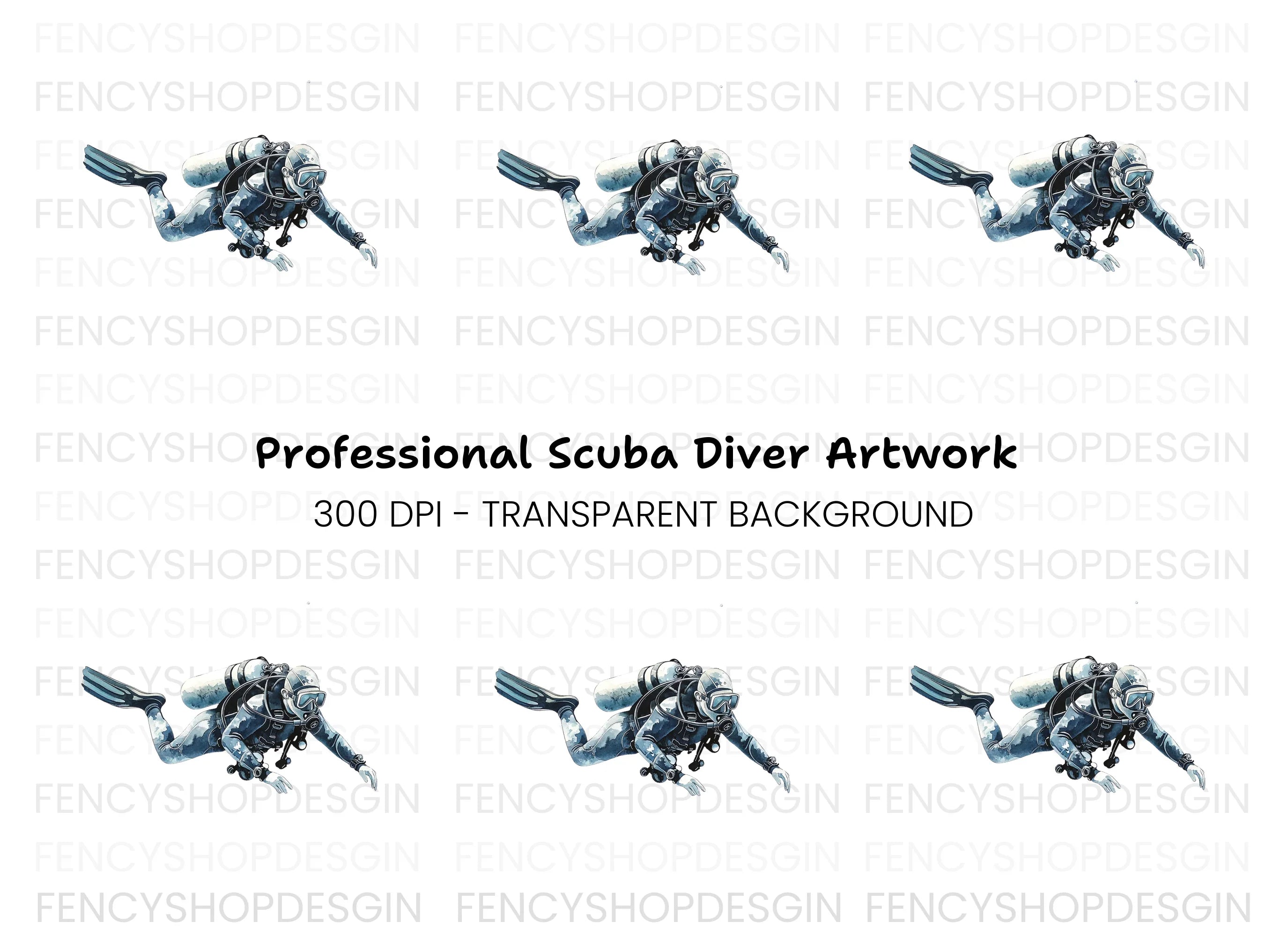 Scuba Diver Underwater Adventure Clipart Bundle