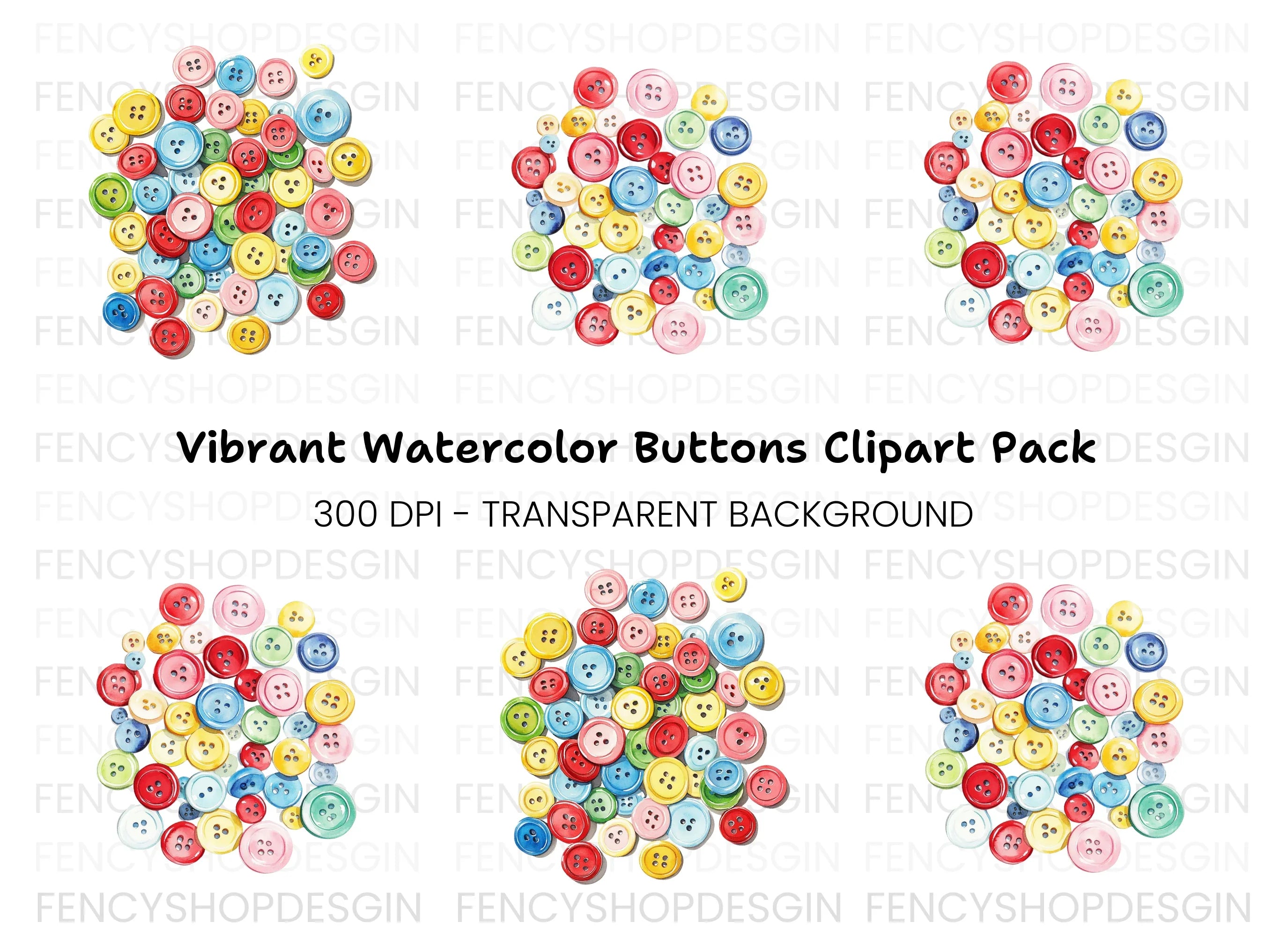 Vibrant Assorted Round Buttons Clipart Bundle
