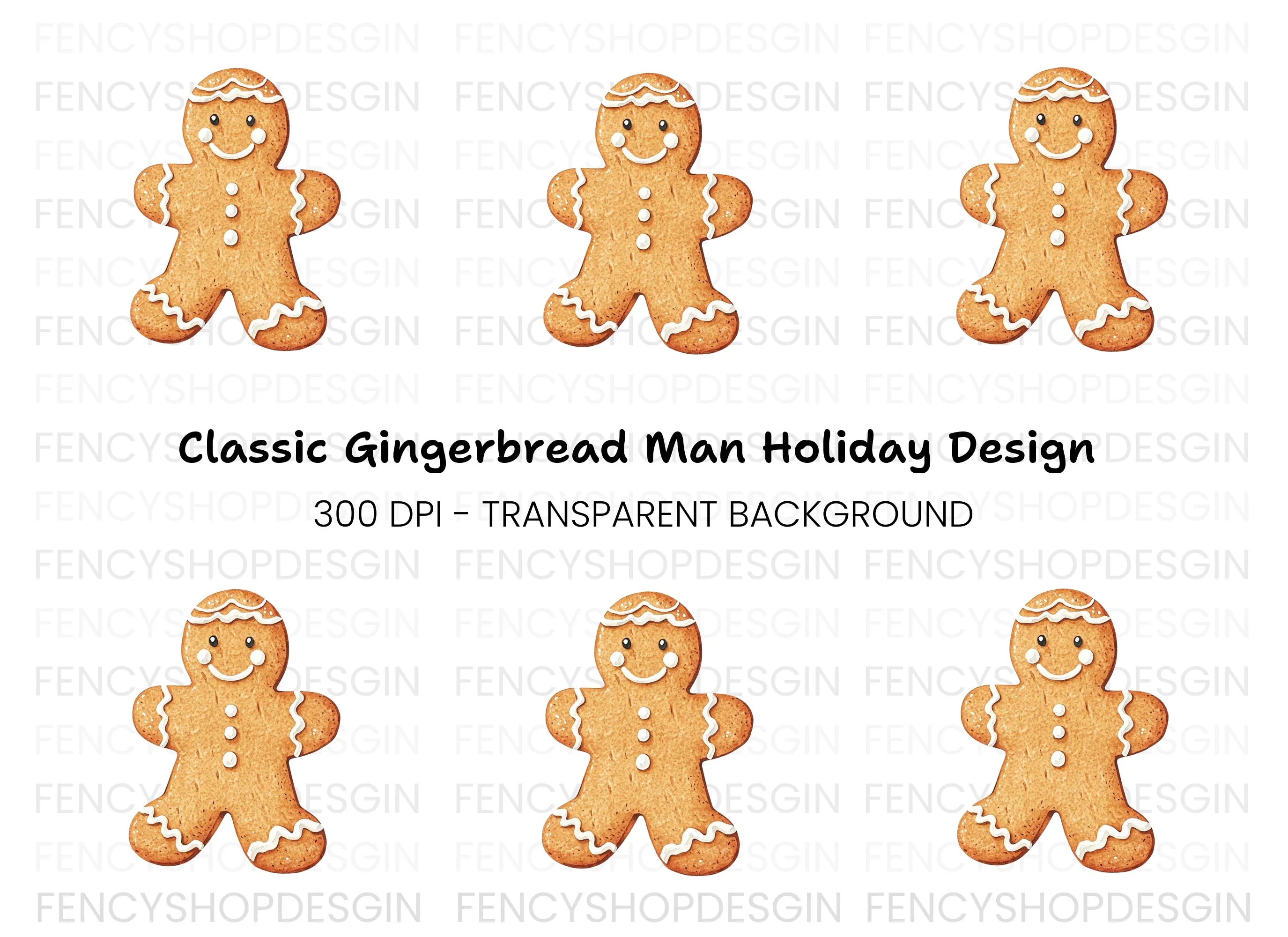 Cute Gingerbread Man Christmas Clipart Bundle