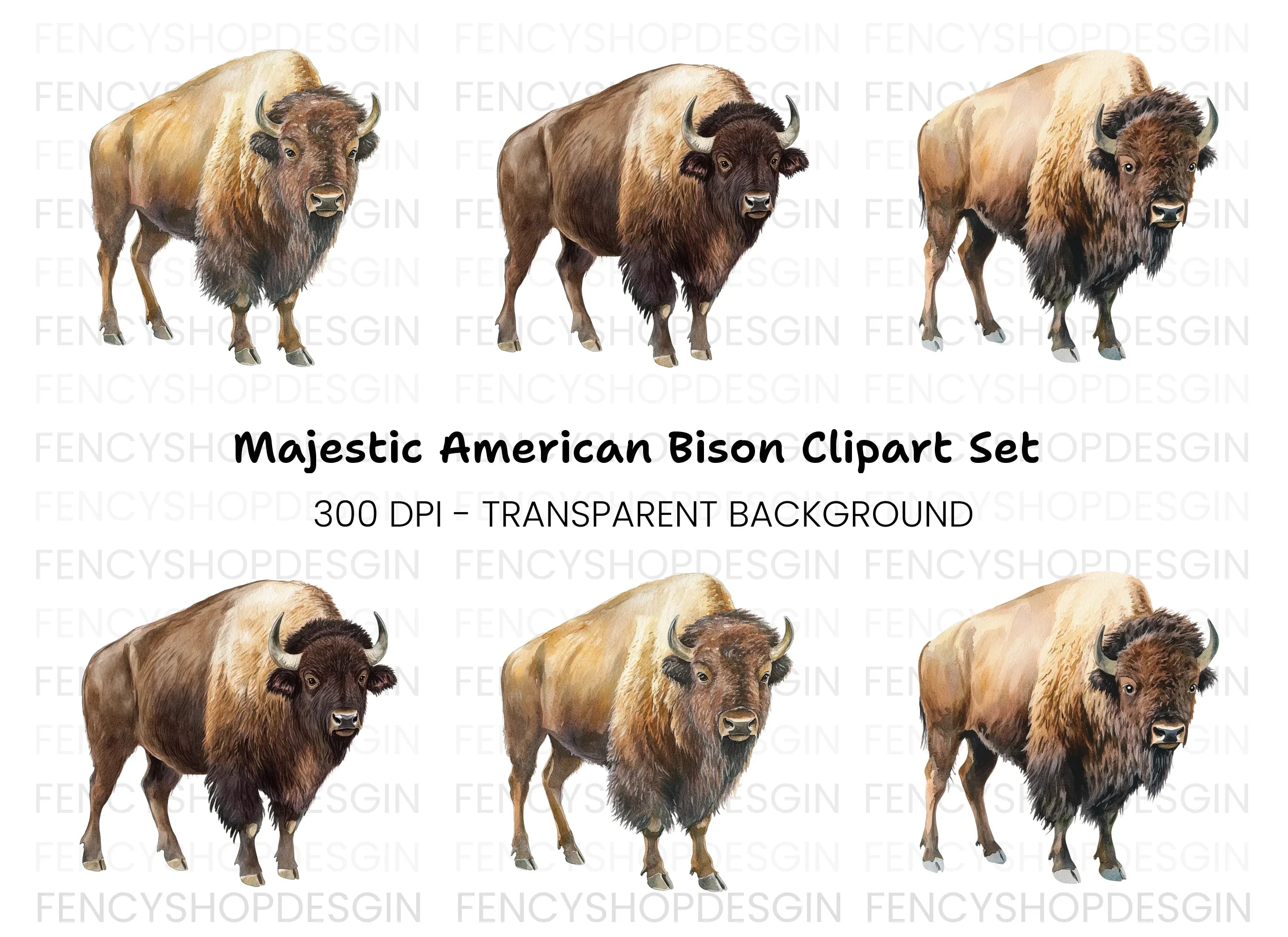 Majestic Bison Clipart Bundle