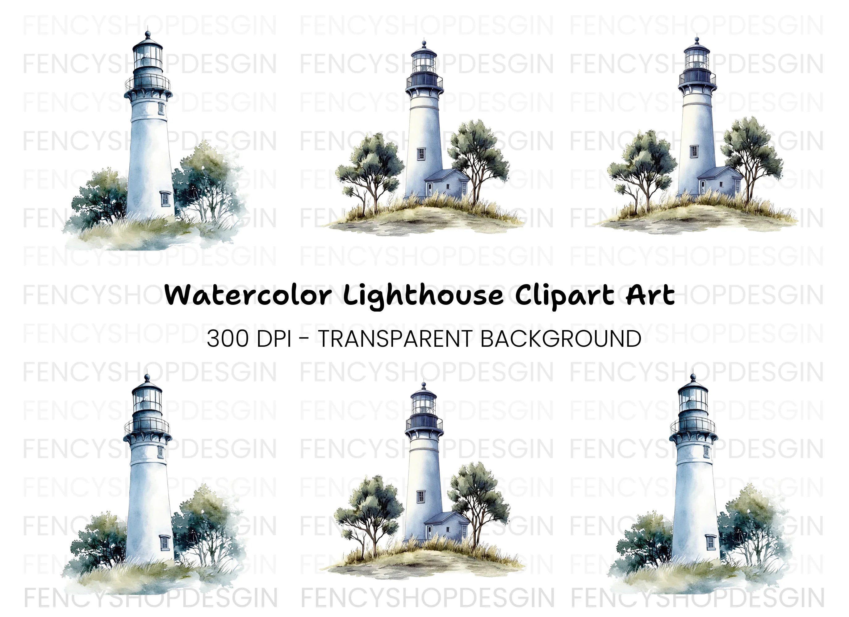 Coastal Lighthouse Clipart Bundle