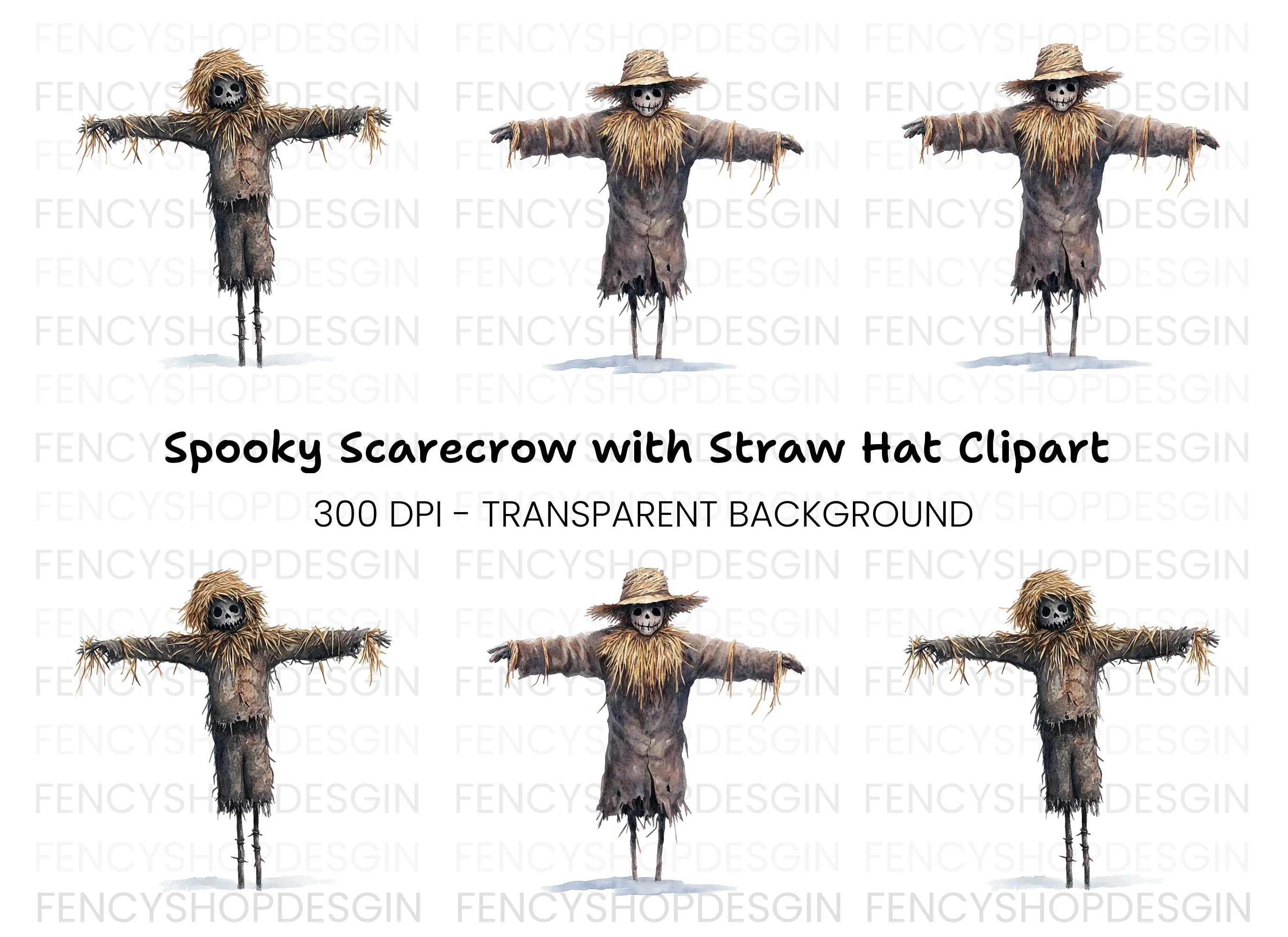 Rustic Scarecrow Autumn Decor Clipart Bundle
