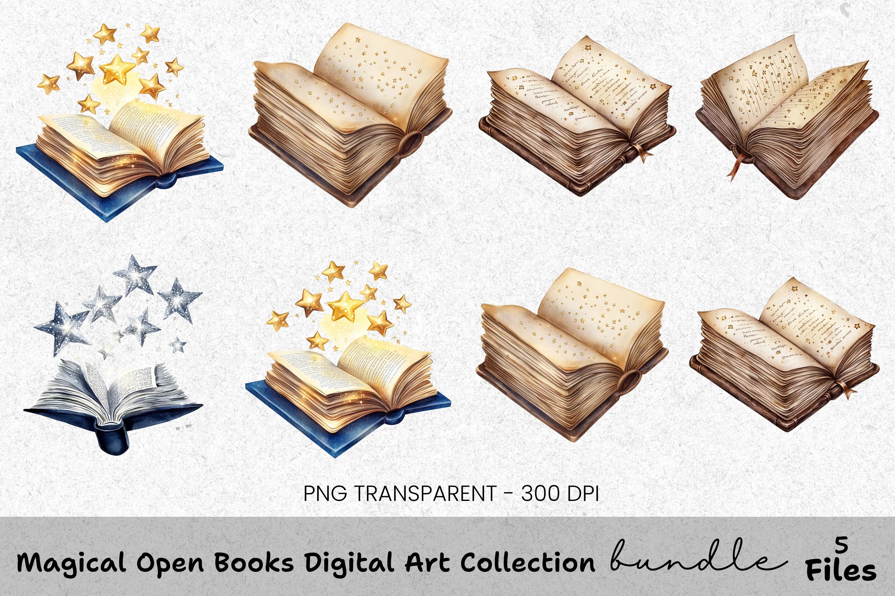 Magical Open Books Clipart Bundle