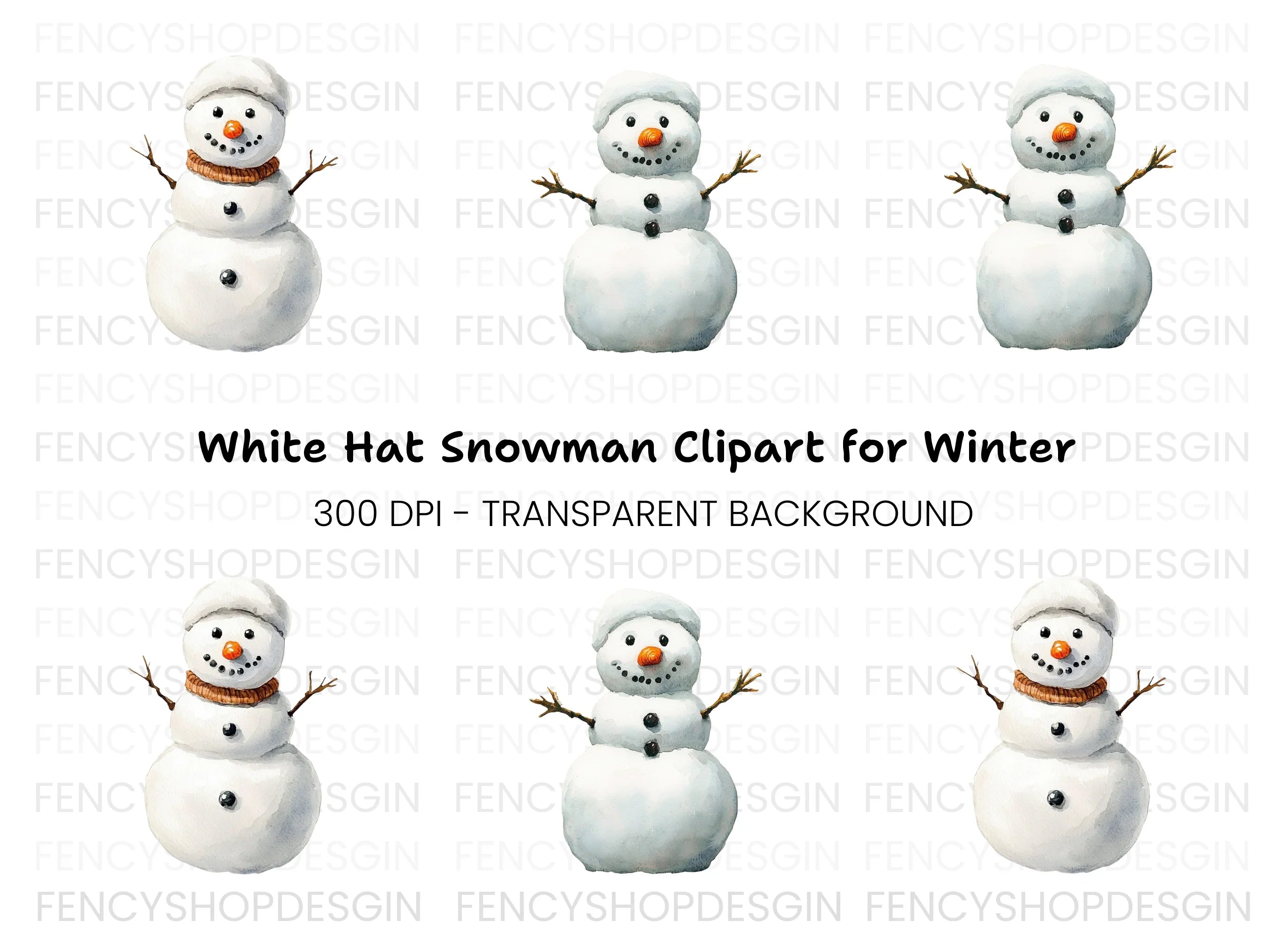 Cute Snowman Clipart Bundle