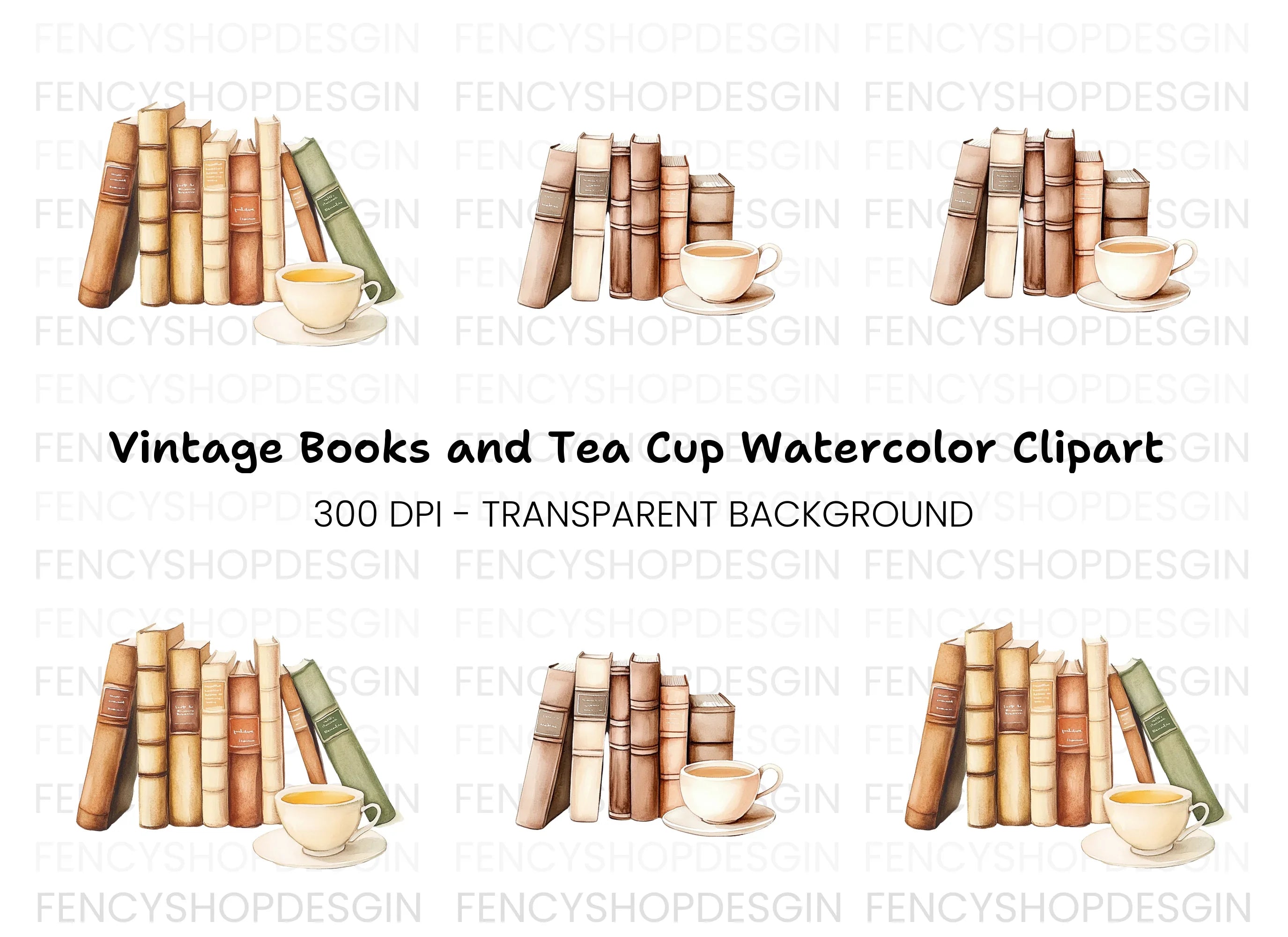 Books and Tea Clipart Bundle