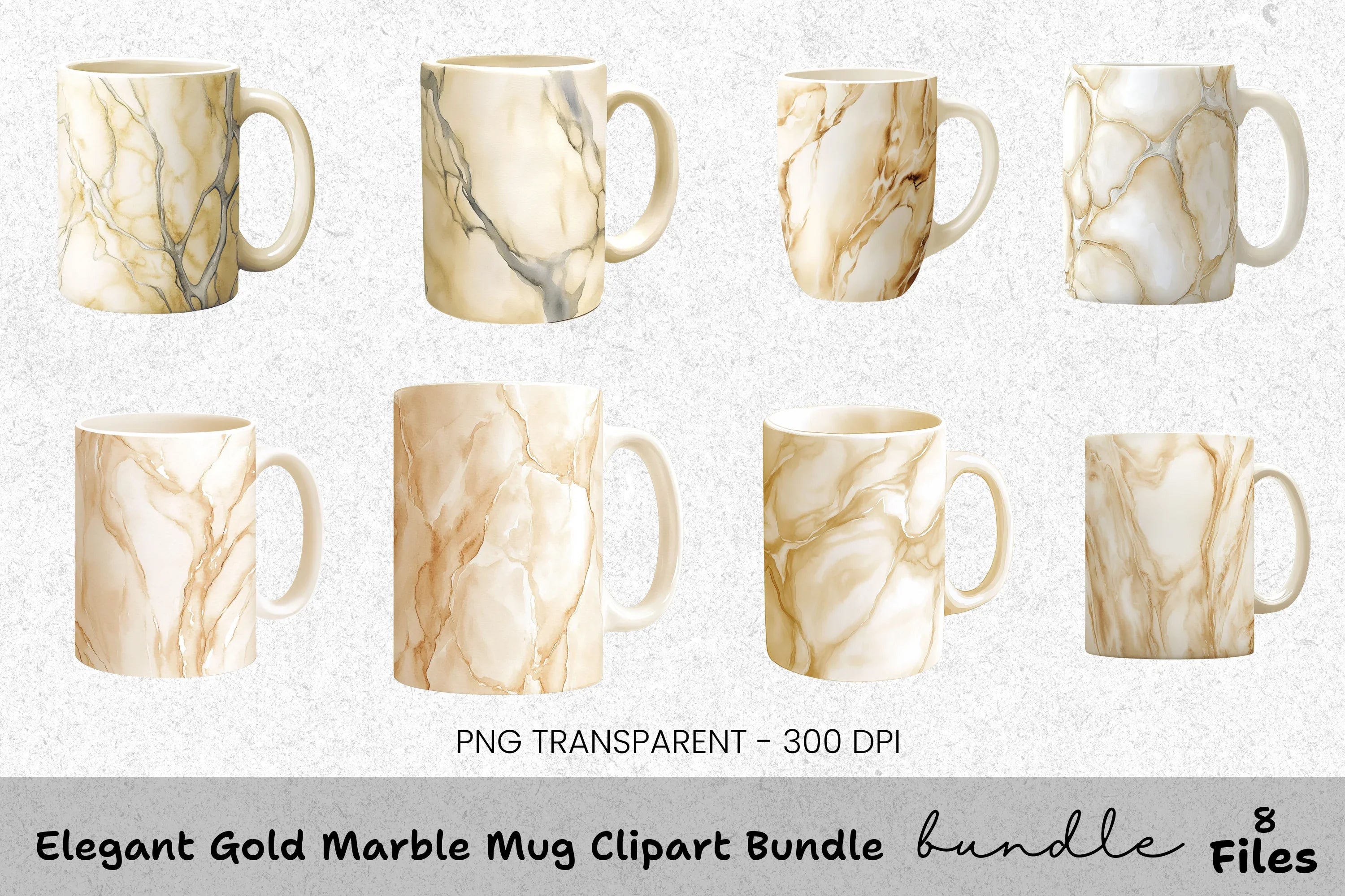 Elegant Gold Marble Clipart Bundle