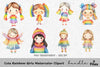 Adorable Rainbow Girls Clipart Bundle