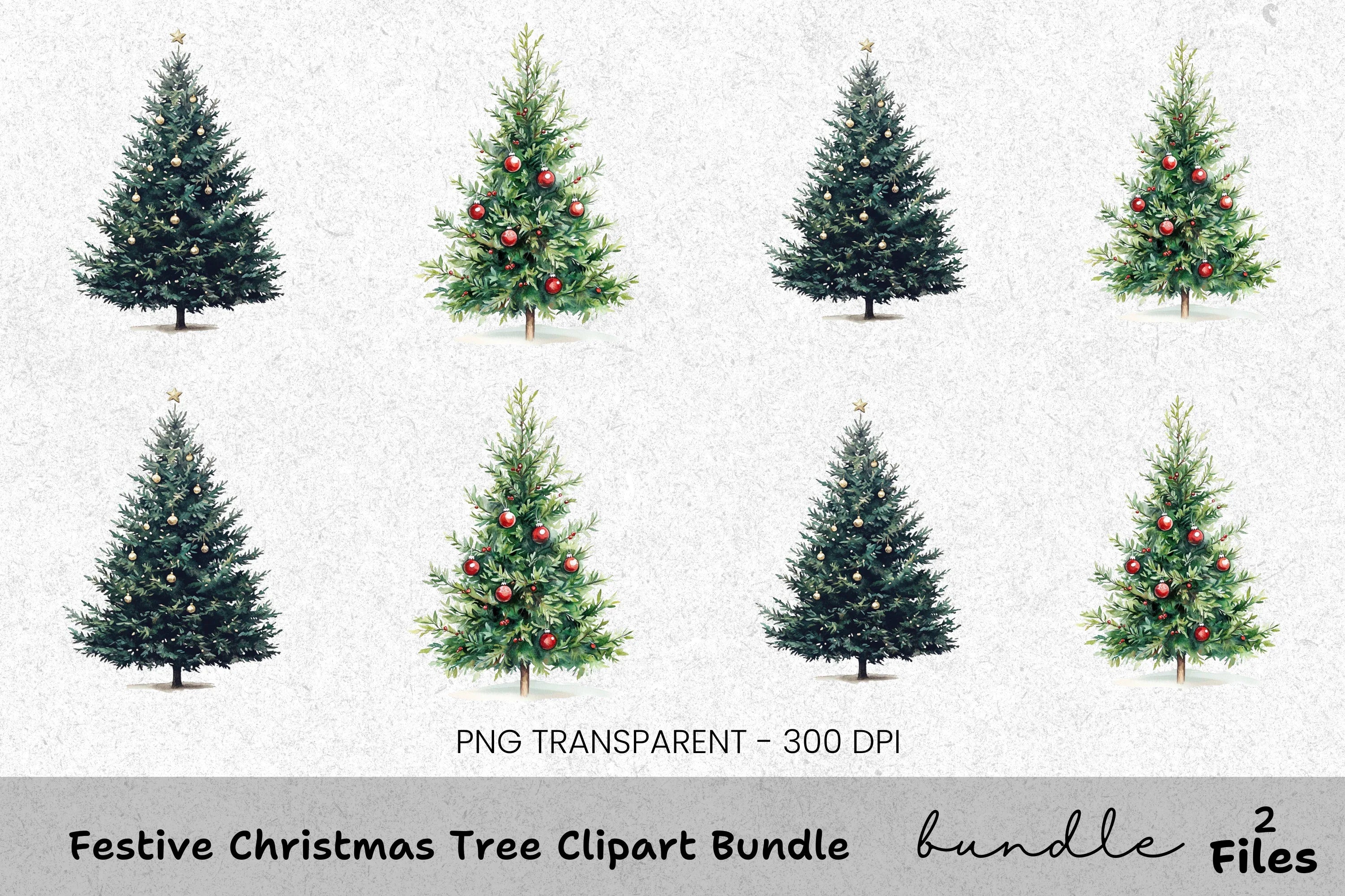 Festive Christmas Tree Clipart Bundle