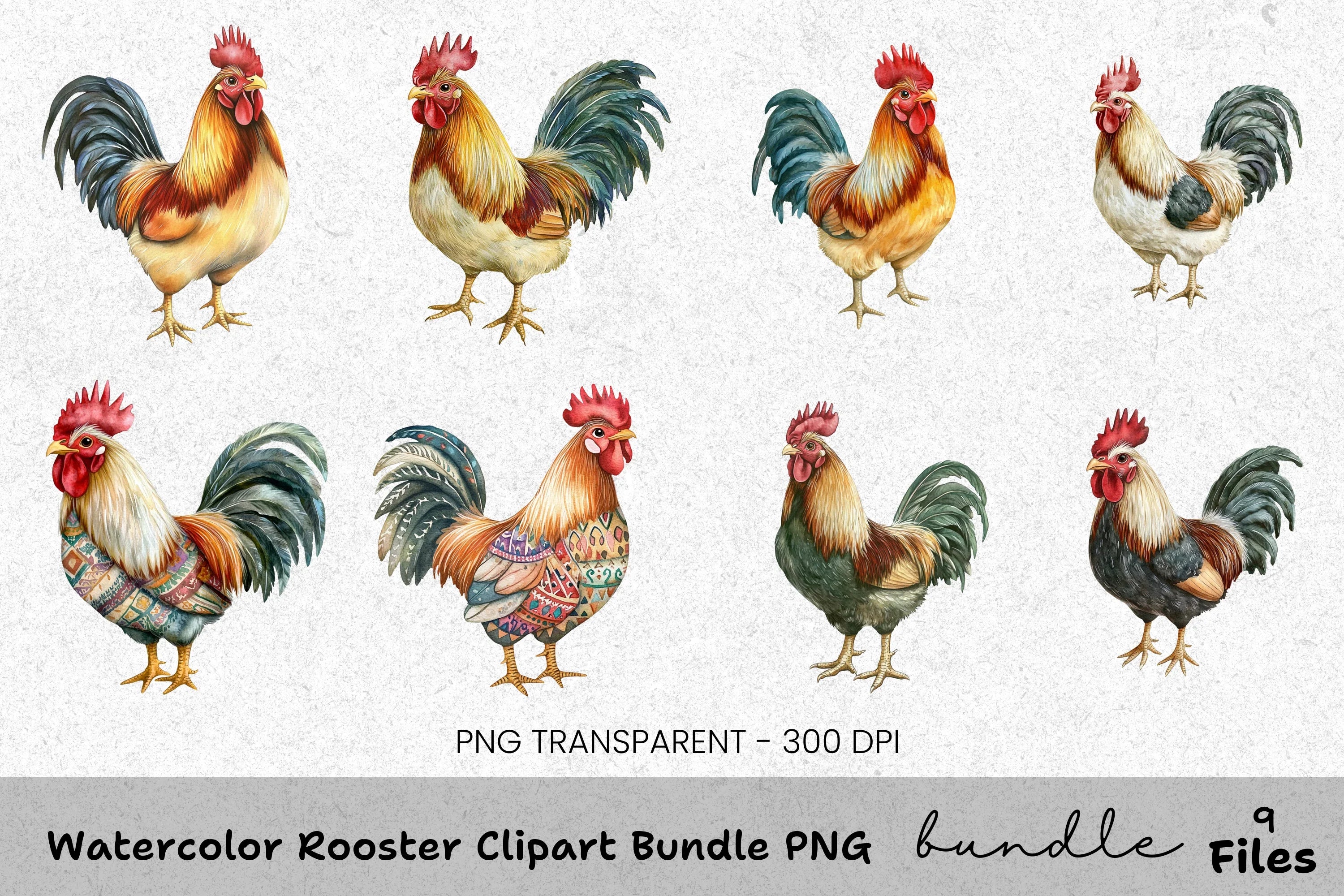Rooster Clipart Bundle